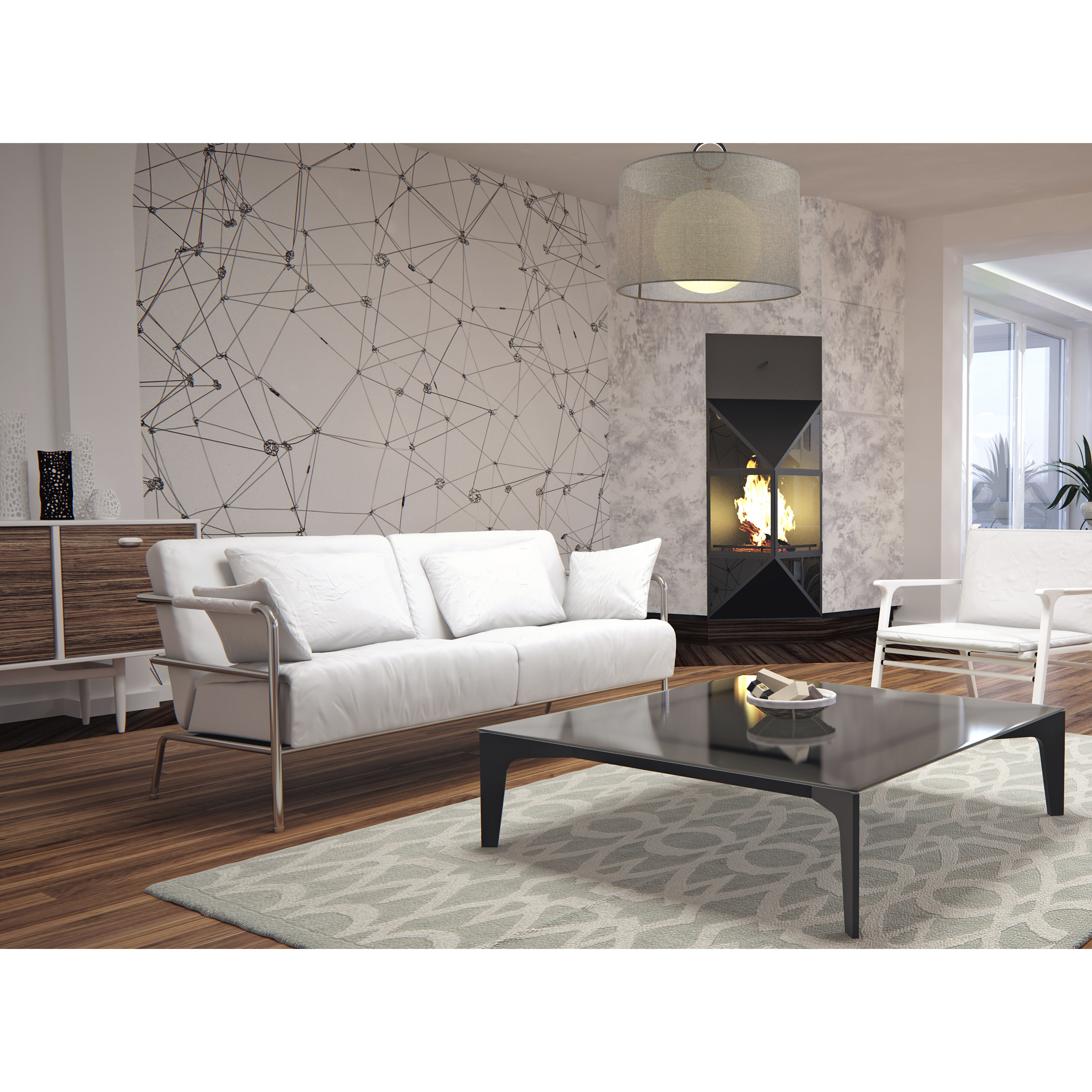 Arosia 1 Light 24 inch Chrome Pendant Ceiling Light in Gray Fabric