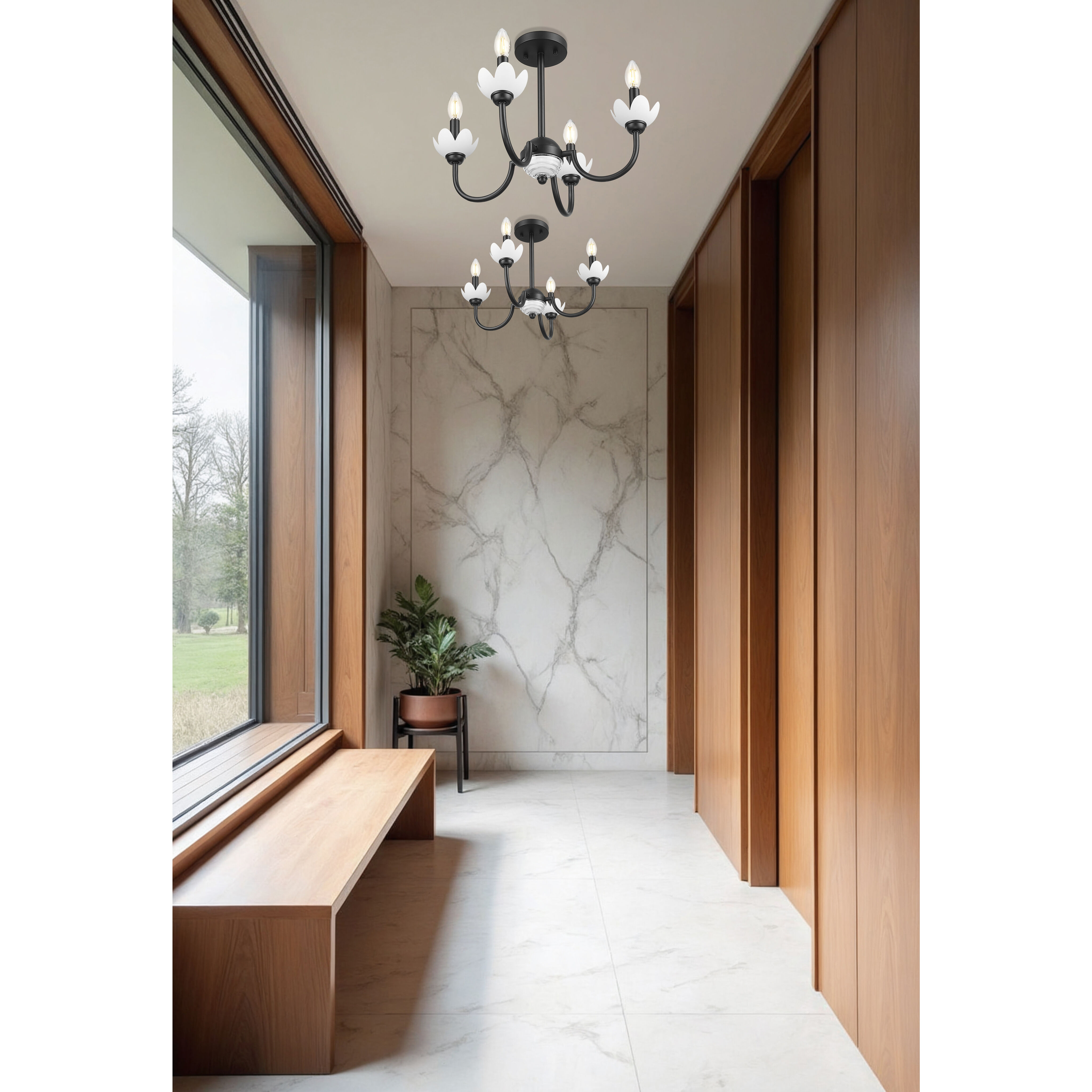 Allistair 4 Light 20 inch Matte Black Semi Flush Mount Ceiling Light