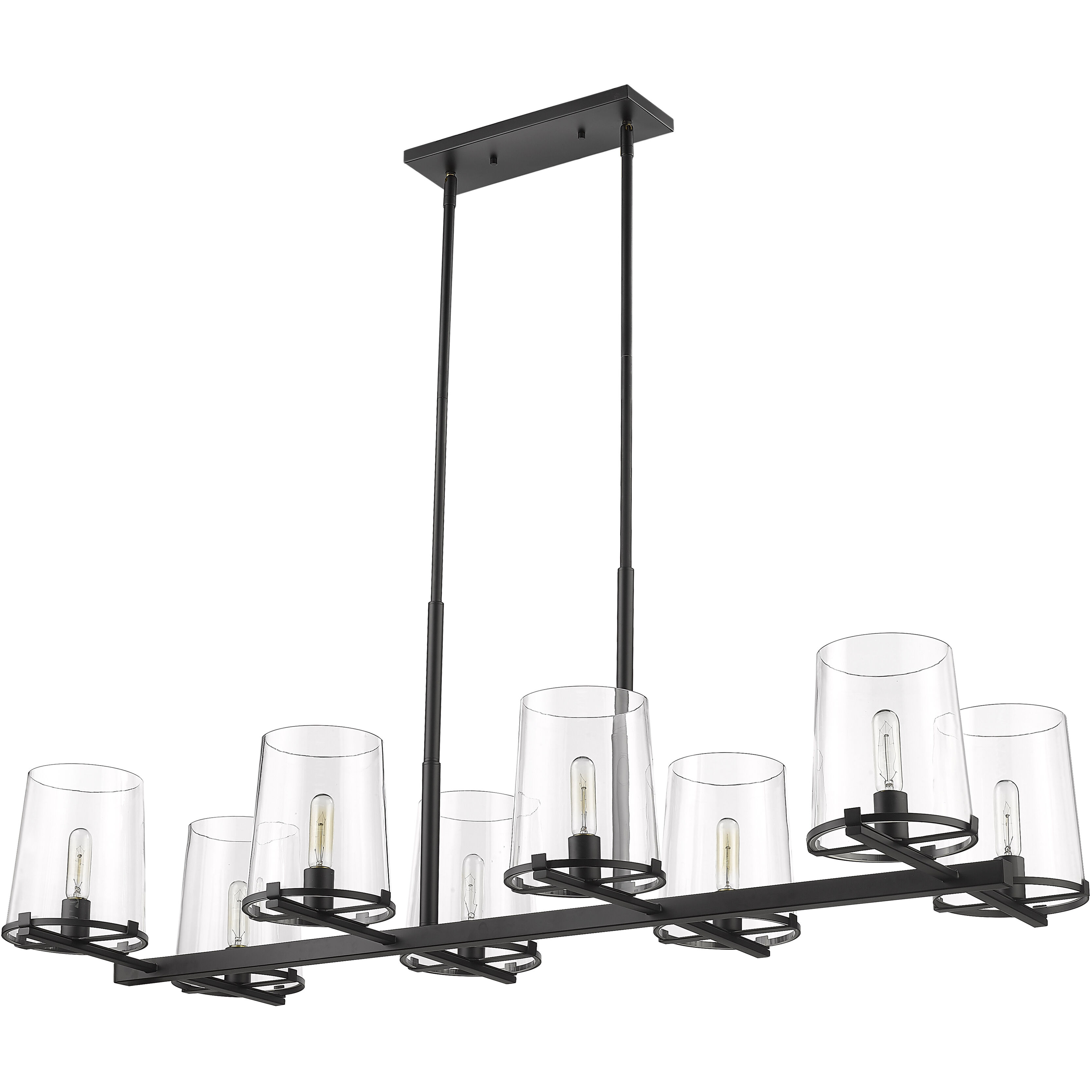 Callista 8 Light 56 inch Matte Black Linear Chandelier Ceiling Light