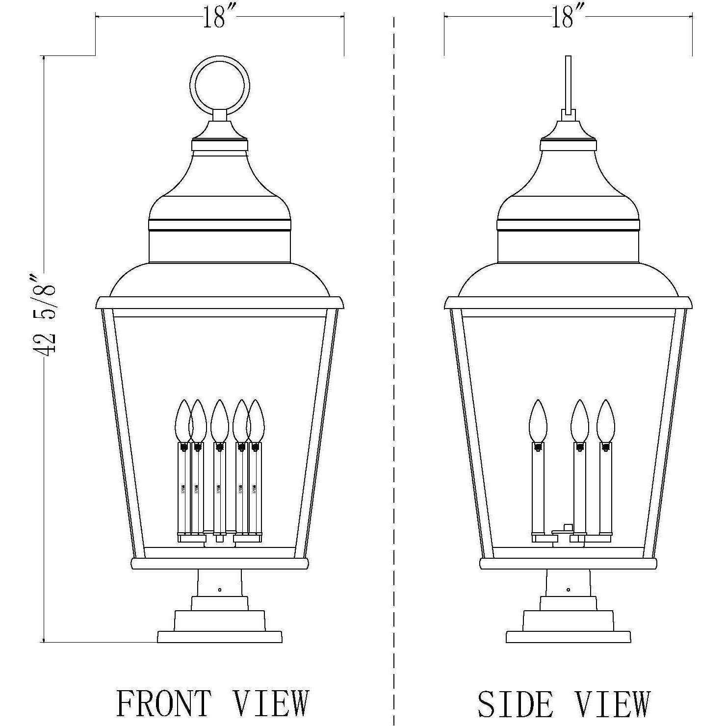 Raphael 5 Light 42.75 inch Sand Black Outdoor Pier Mounted Fixture in Soft Sand Black