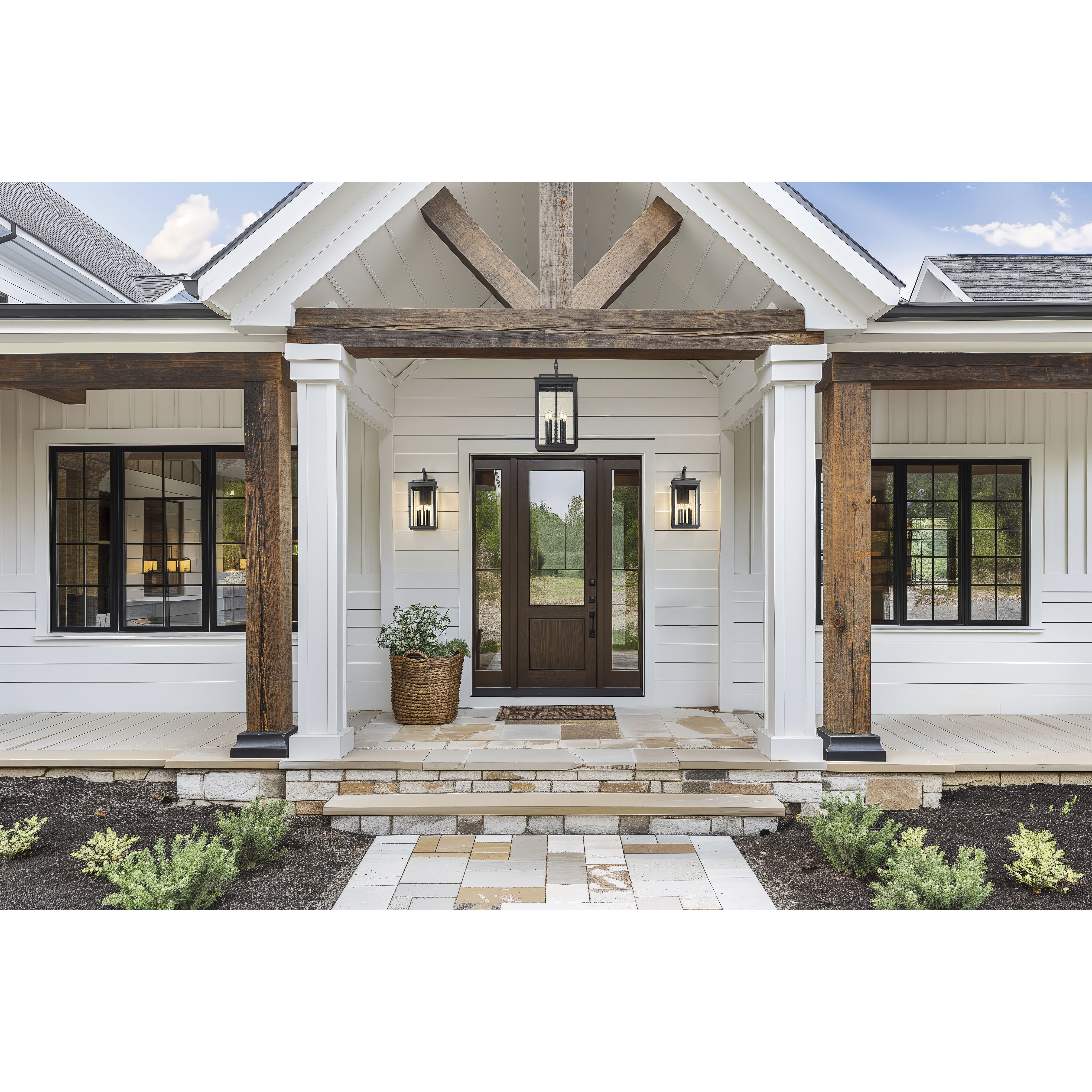 Hartwell 5 Light 12 inch Sand Black Outdoor Chain Mount Ceiling Fixture