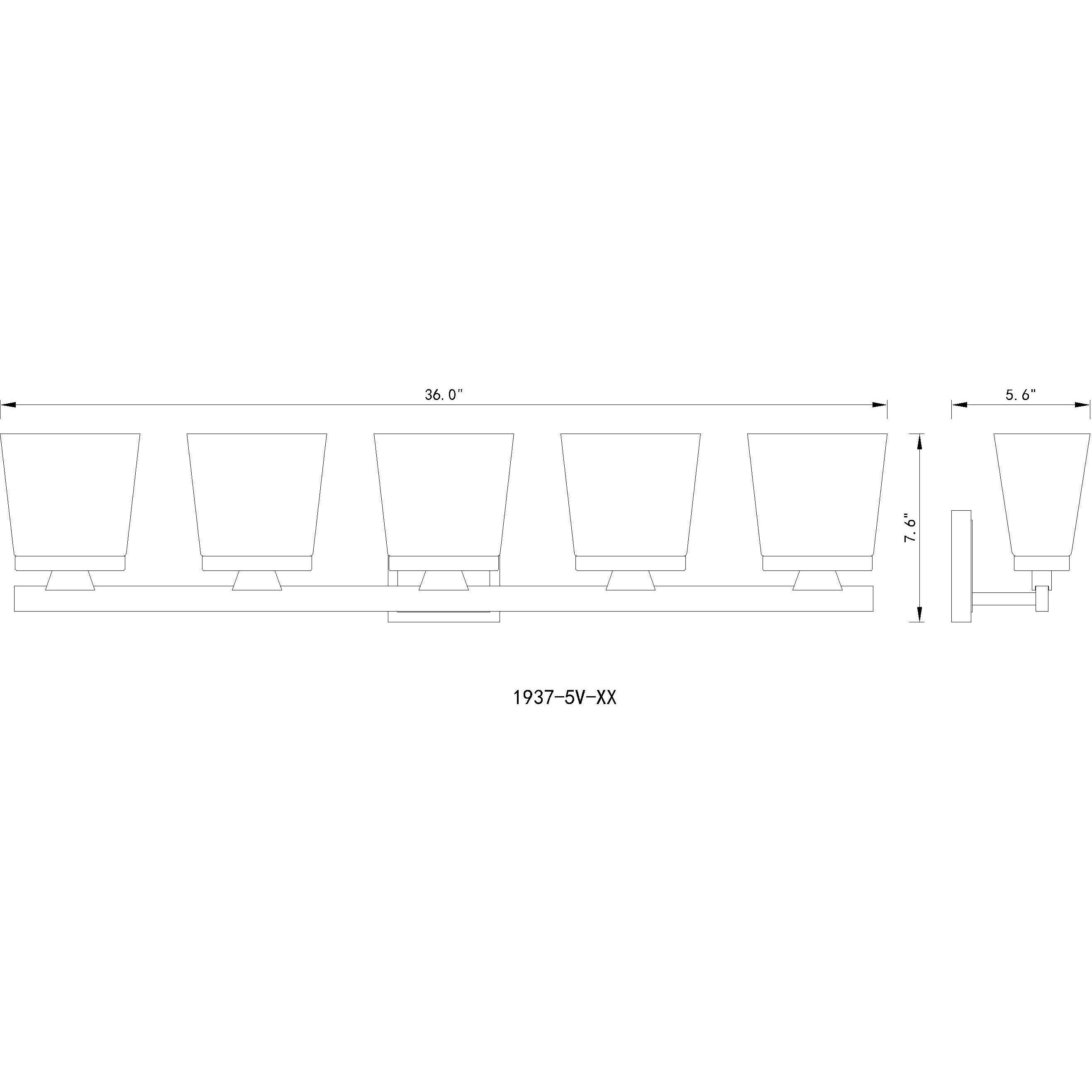 Astor 5 Light 36 inch Chrome Vanity Wall Light