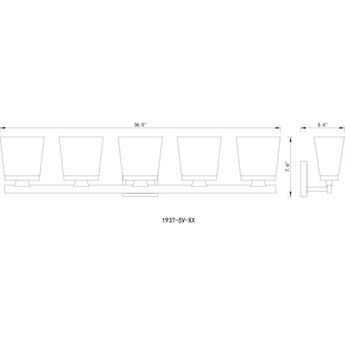 Astor 5 Light 36 inch Chrome Vanity Wall Light