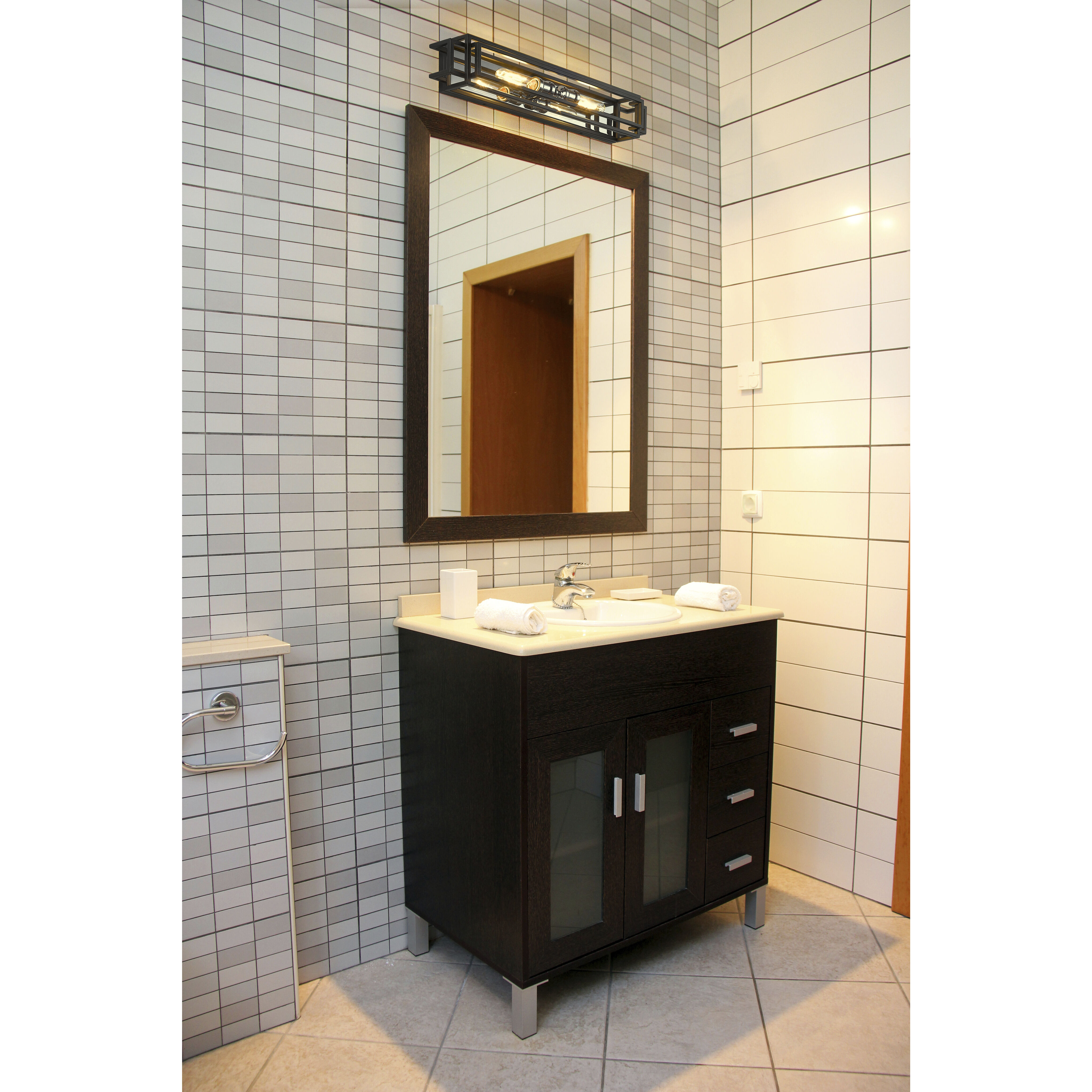 Titania 2 Light 24 inch Black and Chrome Vanity Wall Light