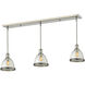 Mason 3 Light 50 inch Brushed Nickel Linear Chandelier Ceiling Light in Clear Seedy Glass