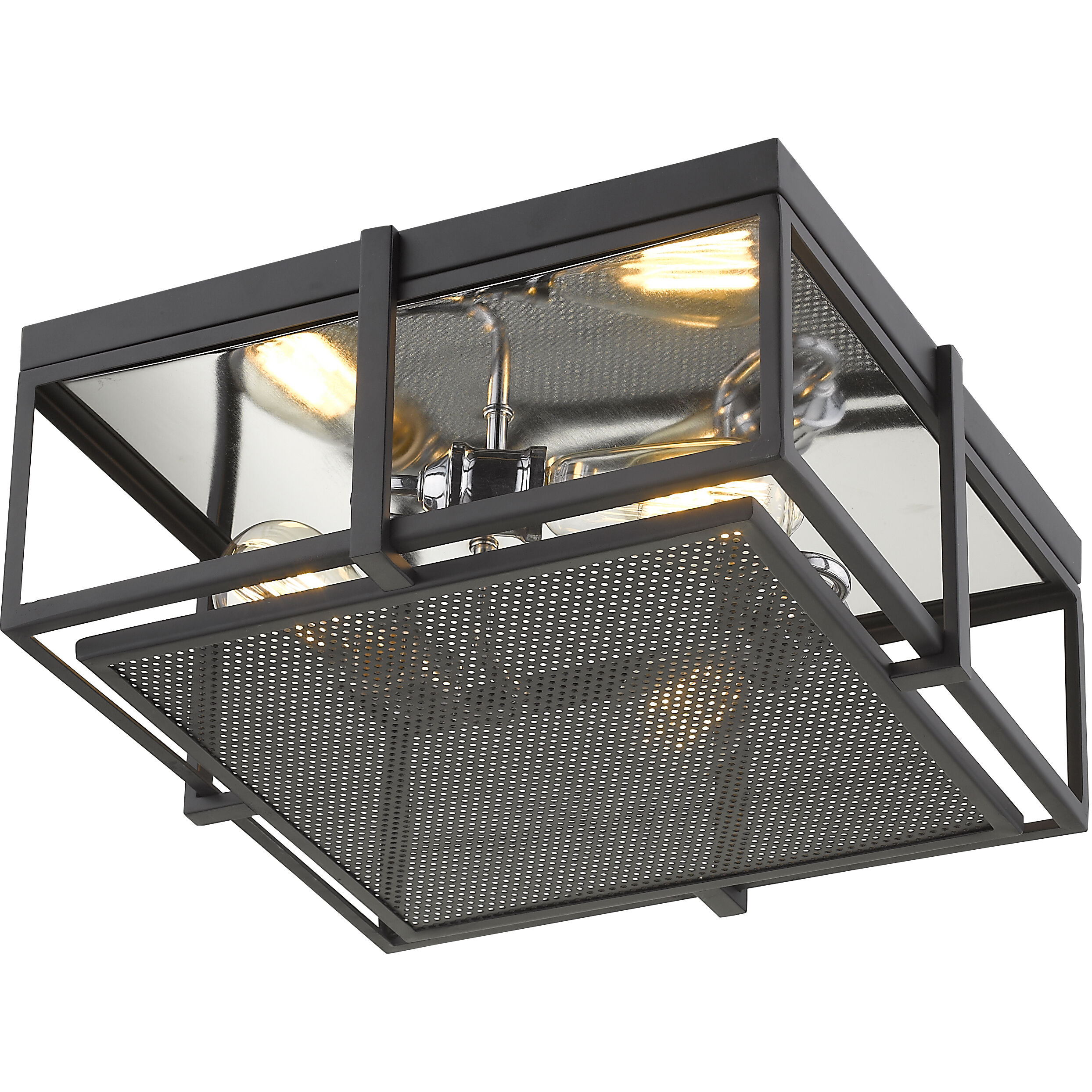 Halcyon 3 Light 15.75 inch Matte Black and Chrome Flush Mount Ceiling Light