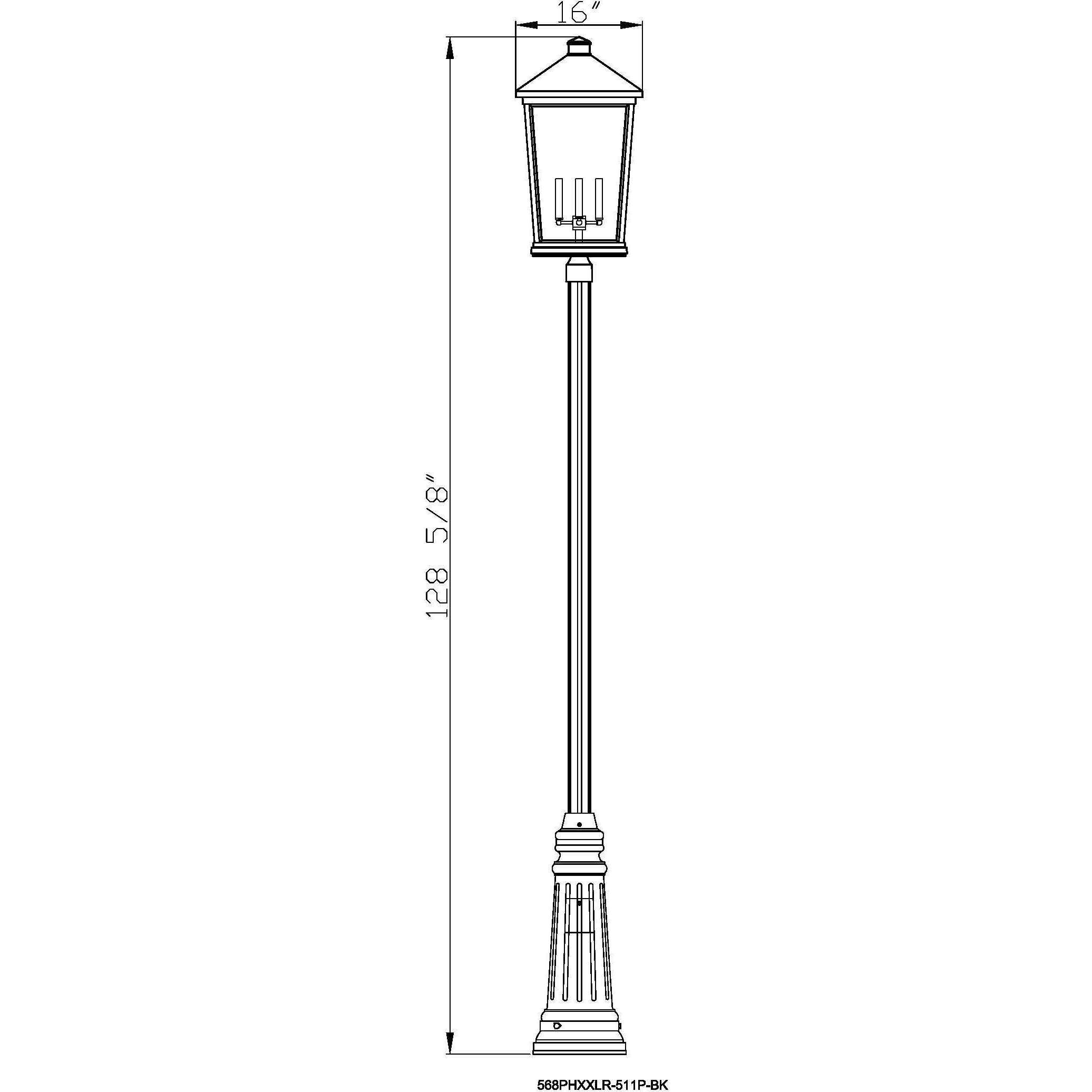 Beacon 4 Light 125.5 inch Black Outdoor Post Mounted Fixture