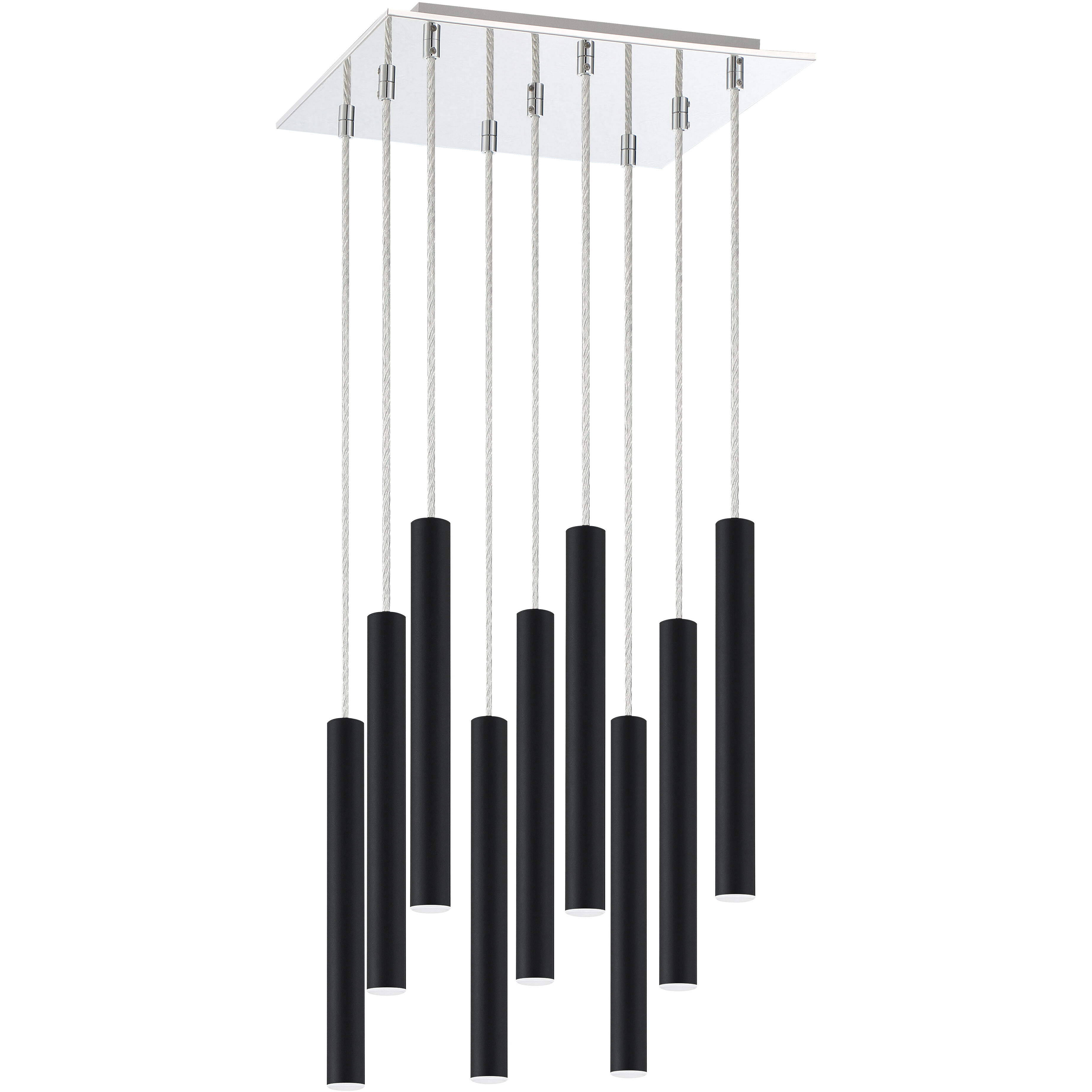 Forest LED 14 inch Chrome Chandelier Ceiling Light in Matte Black Steel