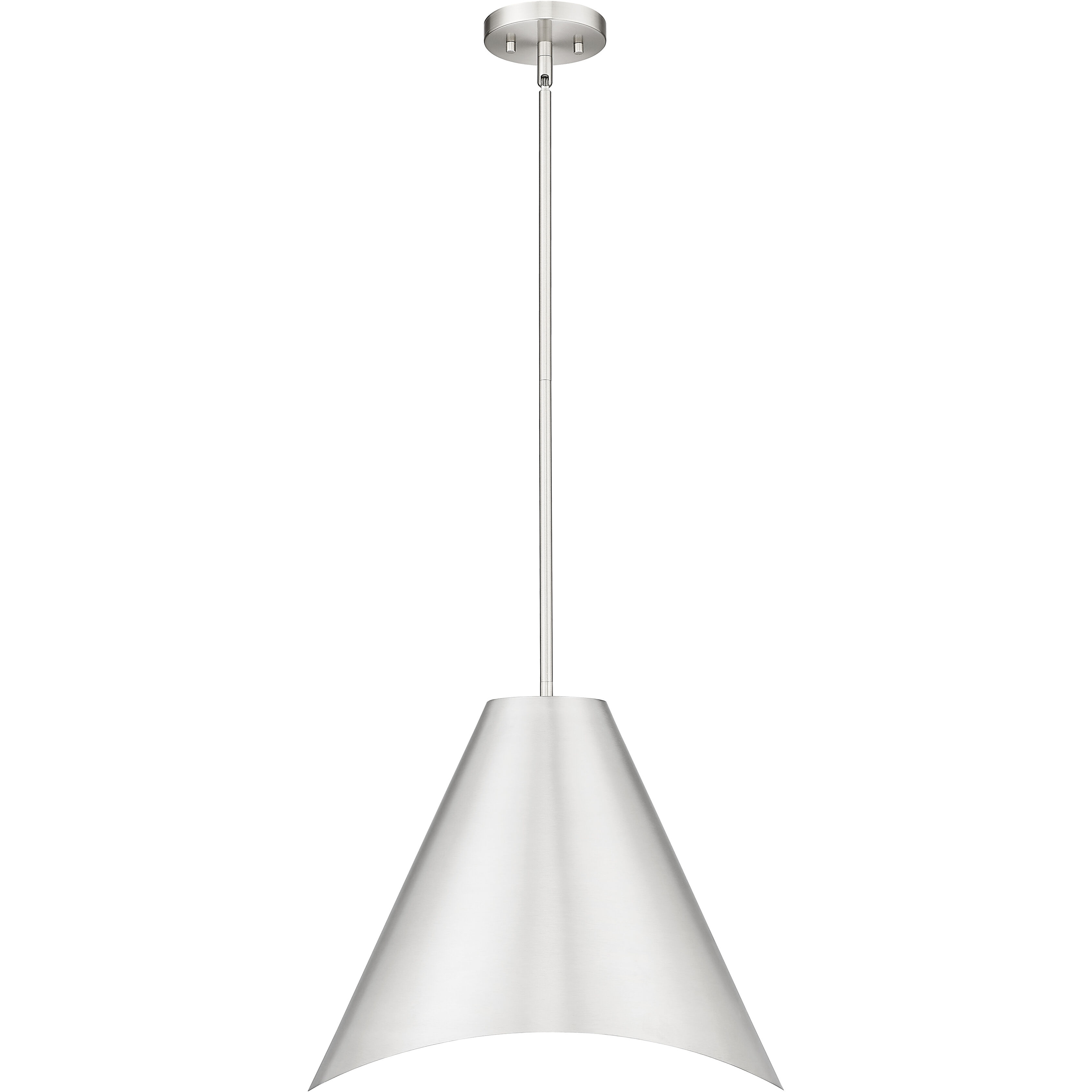 Aria 1 Light 18 inch Brushed Nickel Pendant Ceiling Light in Brushed Nickel & Inner White