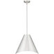 Aria 1 Light 18 inch Brushed Nickel Pendant Ceiling Light in Brushed Nickel & Inner White