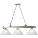 Cordon 3 Light 57.25 inch Brushed Nickel Billiard Ceiling Light in White Linen Glass