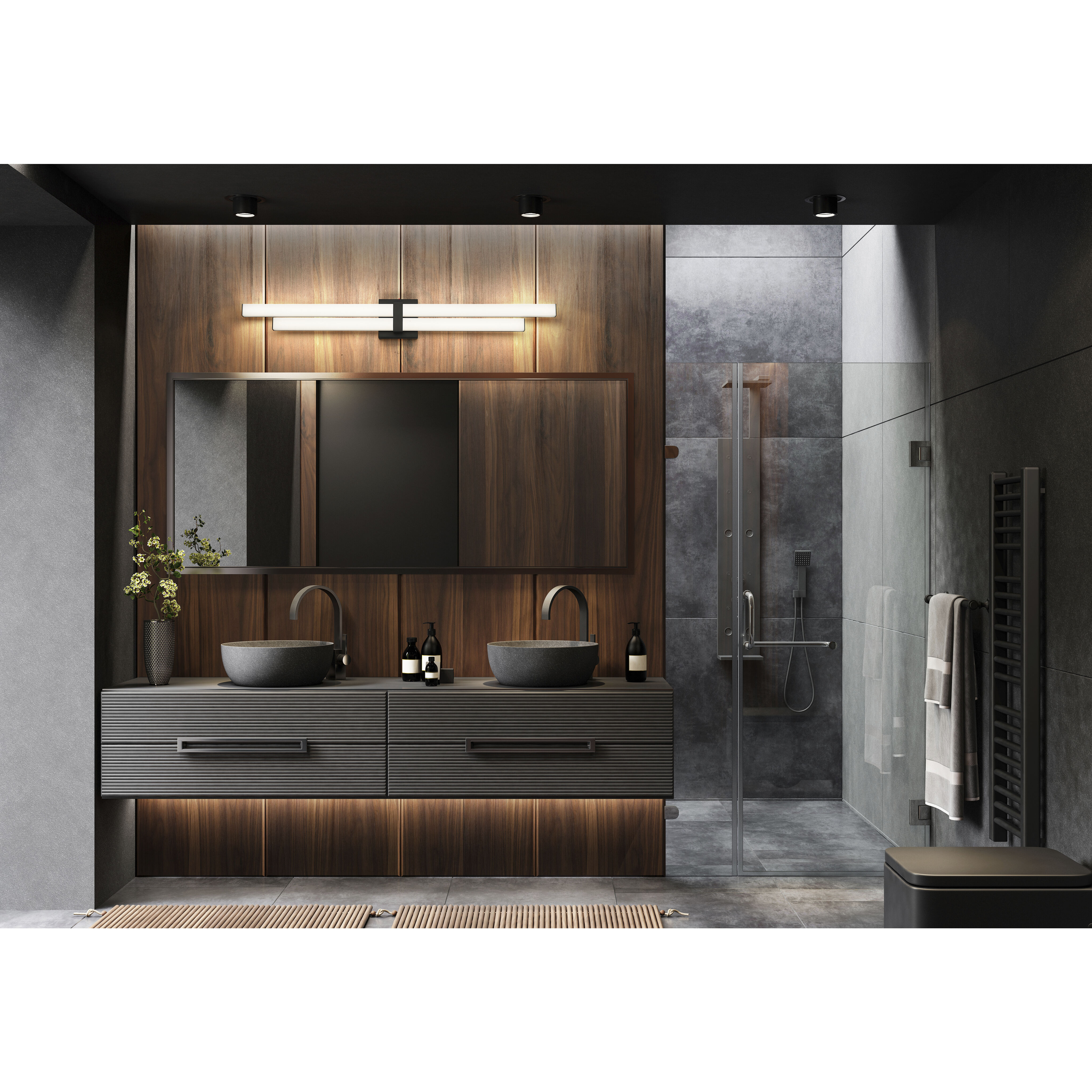 Zane LED 40 inch Matte Black Vanity Wall Light