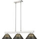 Players 3 Light 46 inch Brushed Nickel Billiard Ceiling Light in Smoke Acrylic