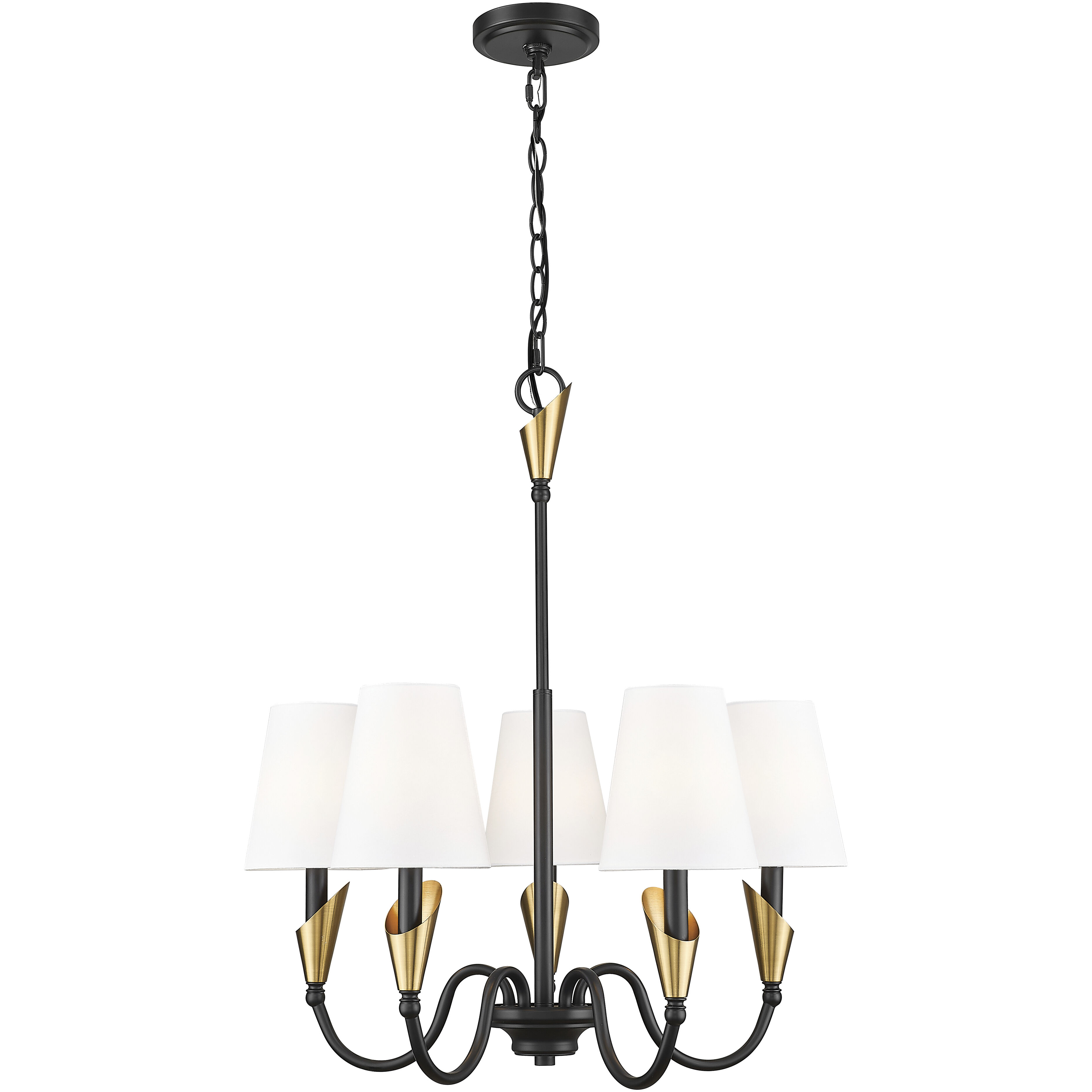 Claudelle 5 Light 24 inch Matte Black and Modern Gold Chandelier Ceiling Light