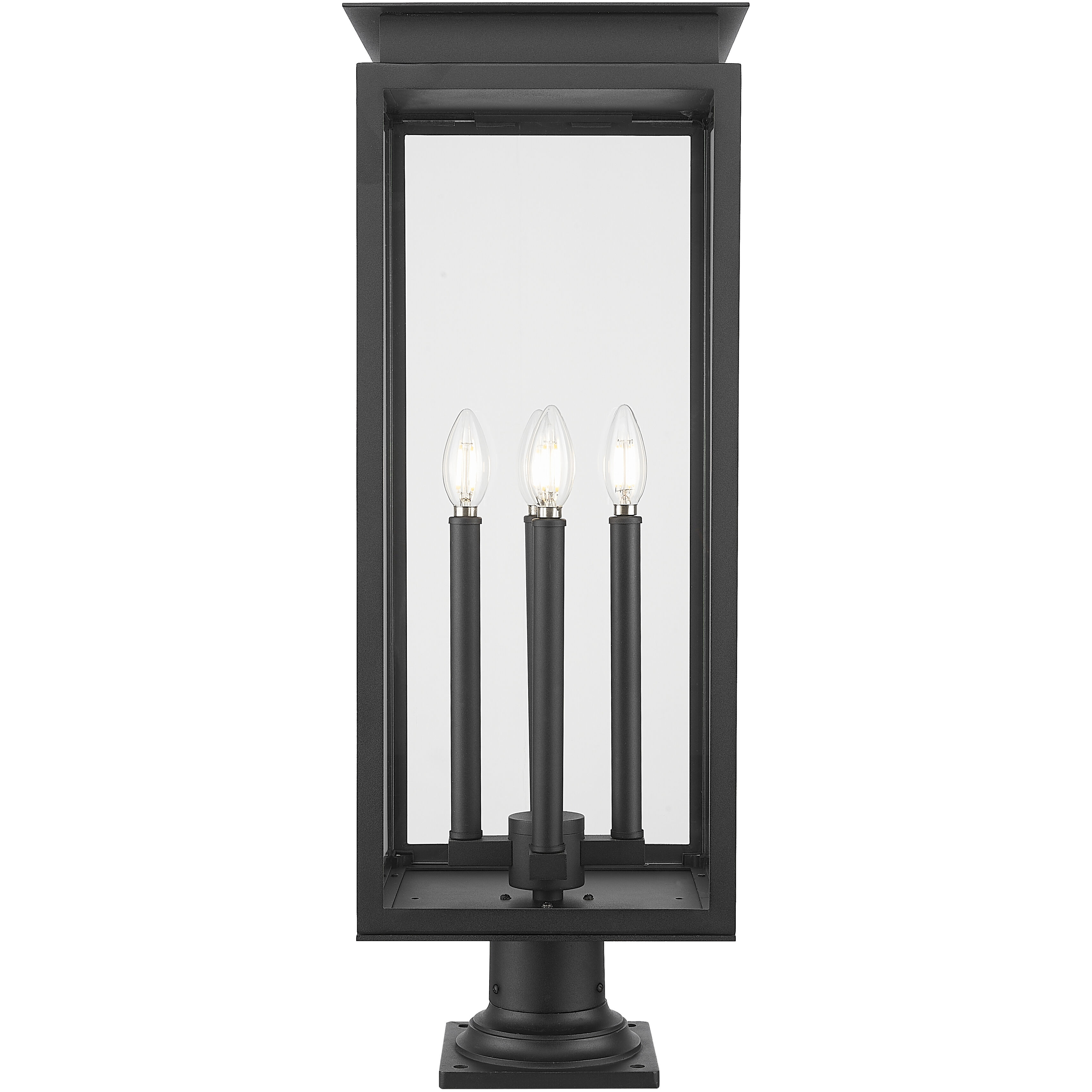 Nova 4 Light 29.5 inch Black Outdoor Pier Mounted Fixture in Clear Glass