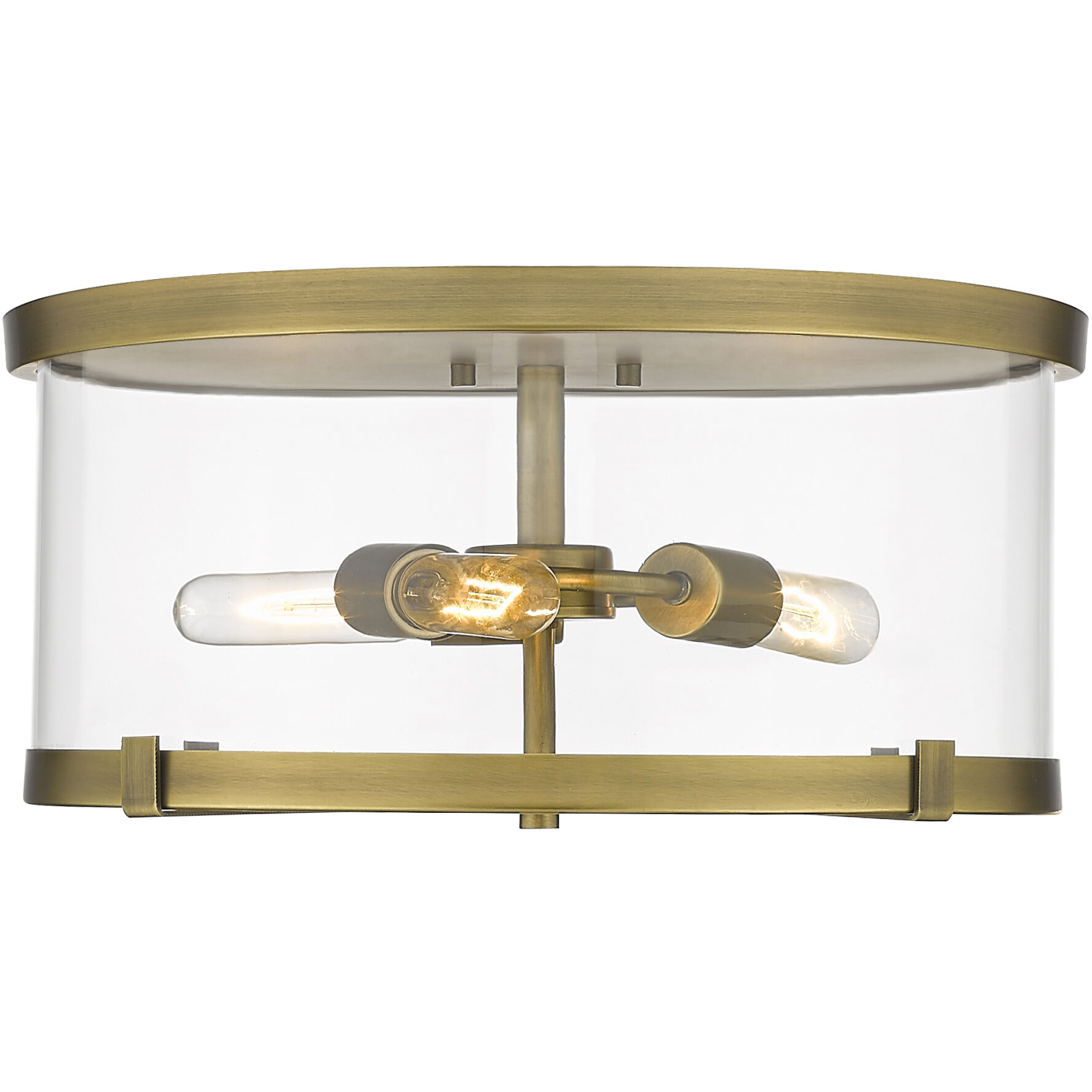 Callista 3 Light 16.5 inch Rubbed Brass Flush Mount Ceiling Light