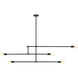 Modernist 5 Light 4.75 inch Matte Black Chandelier Ceiling Light in Heritage Brass