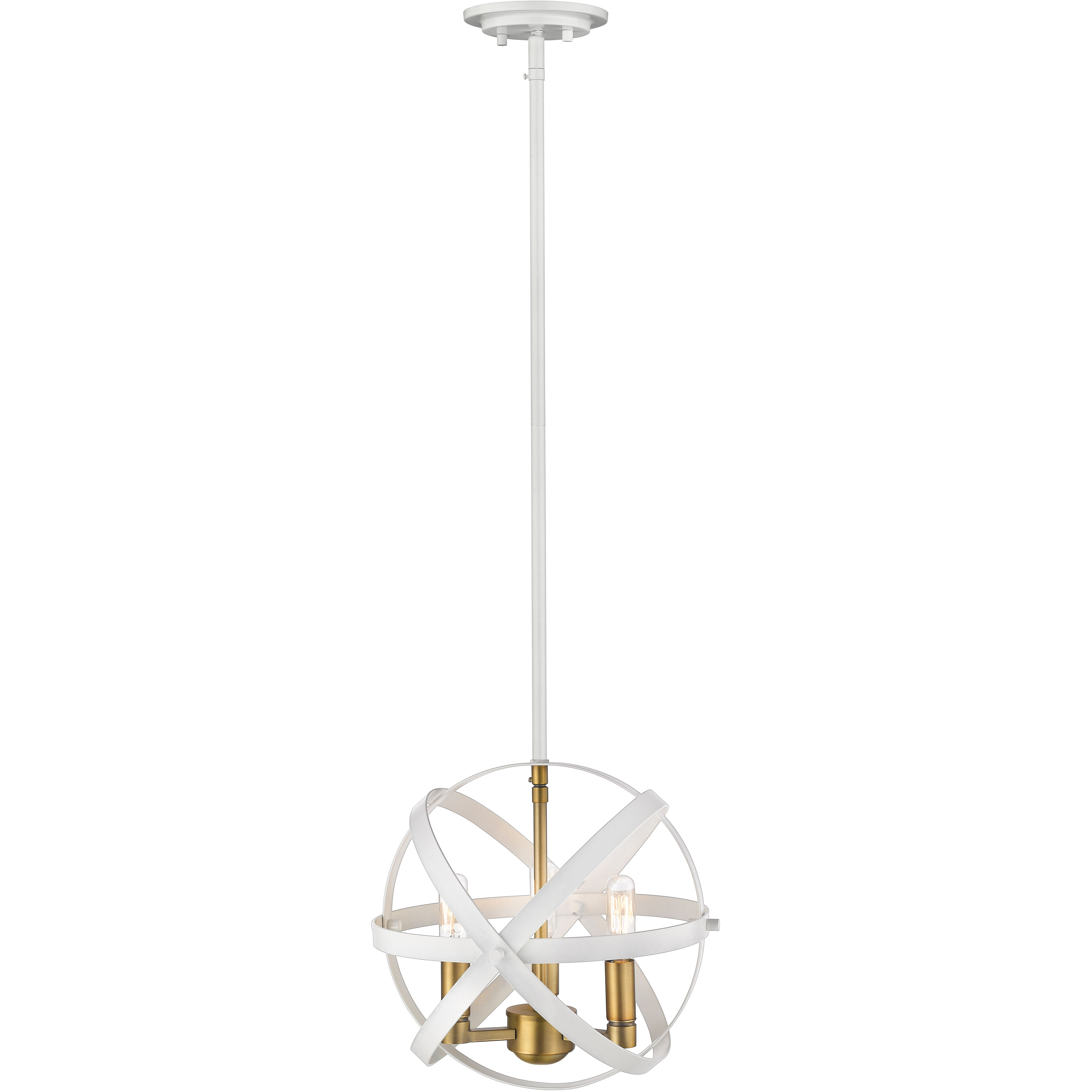 Cavallo 3 Light 12 inch Hammered White and Olde Brass Pendant Ceiling Light