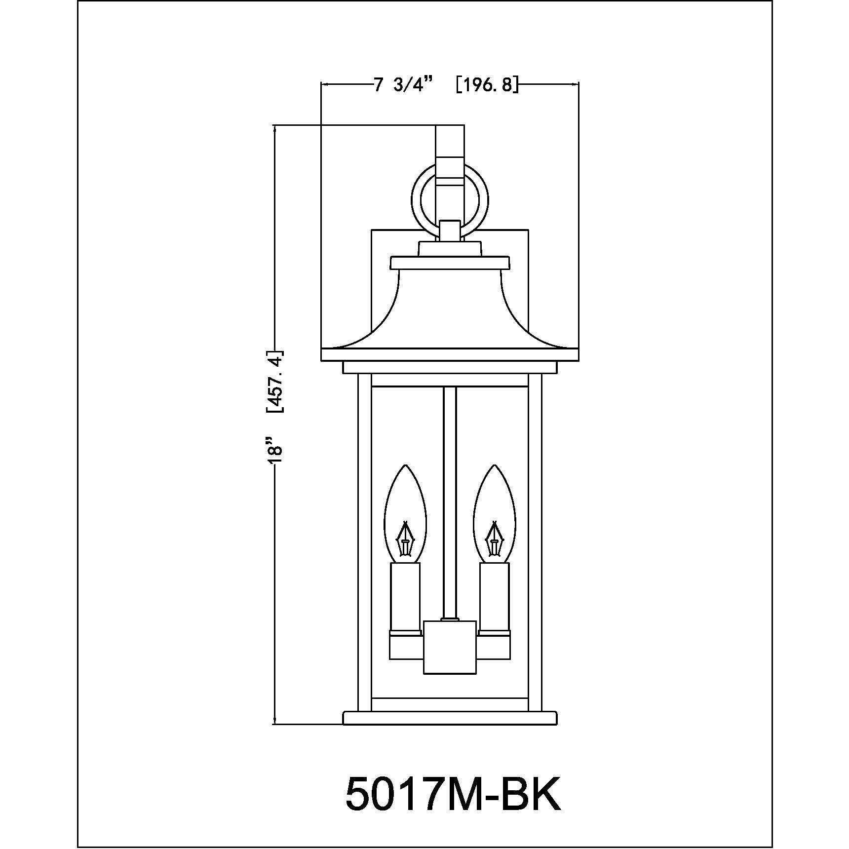 Tiberius 2 Light 18 inch Black Outdoor Wall Light in Clear Seedy Glass