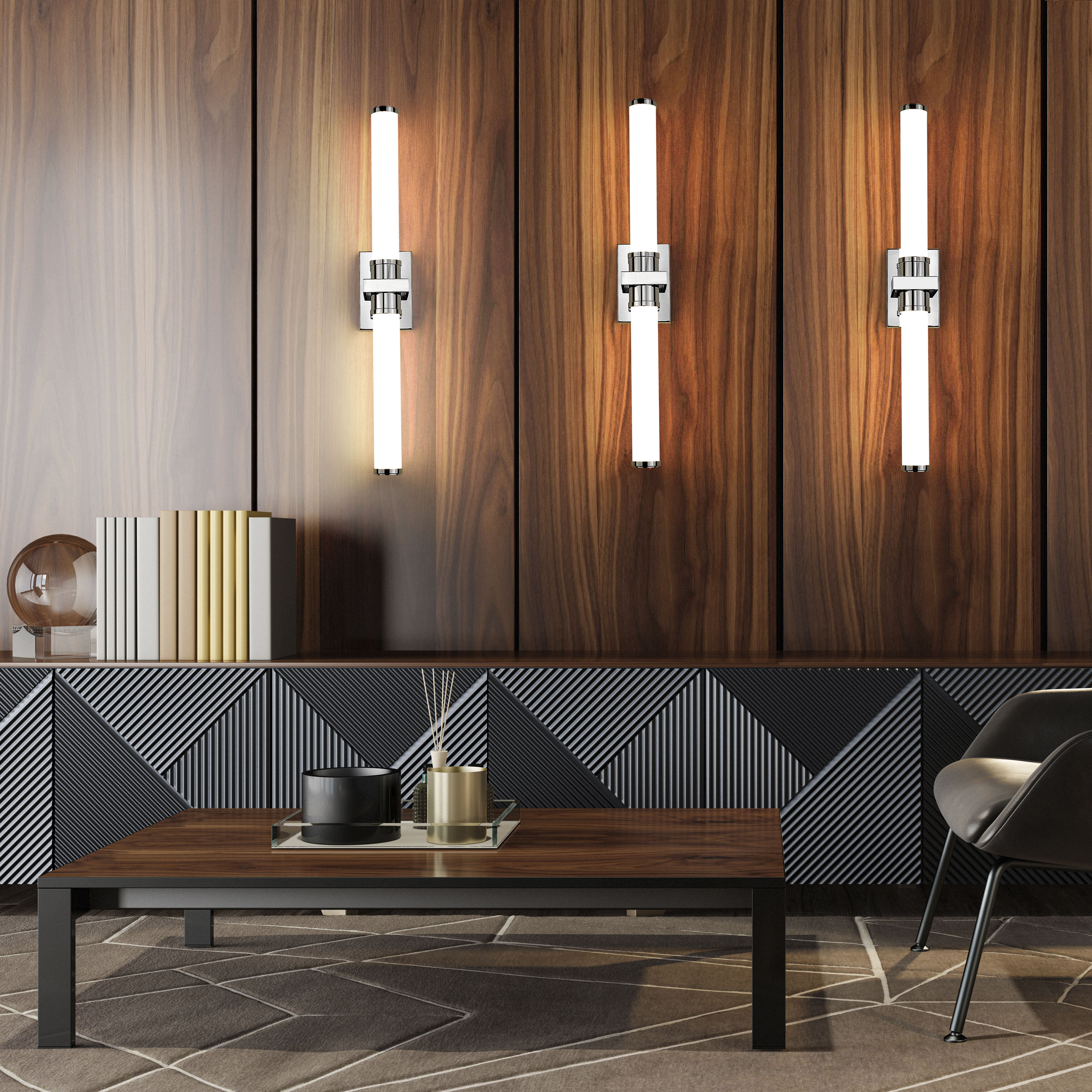 Idris LED 32.5 inch Chrome Bathroom Vanity Wall Light