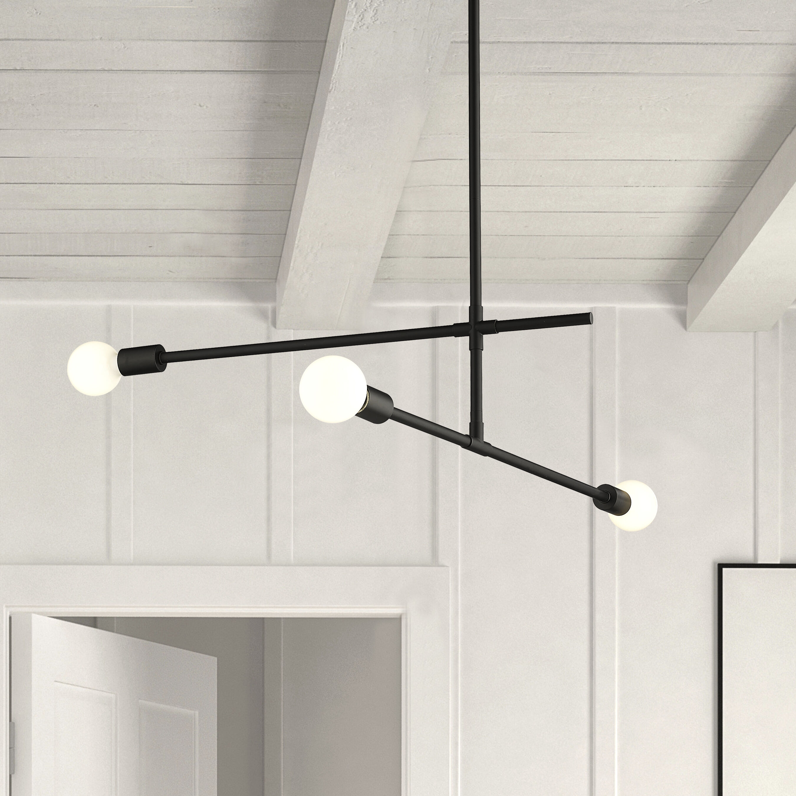 Modernist 3 Light 4.75 inch Matte Black Chandelier Ceiling Light