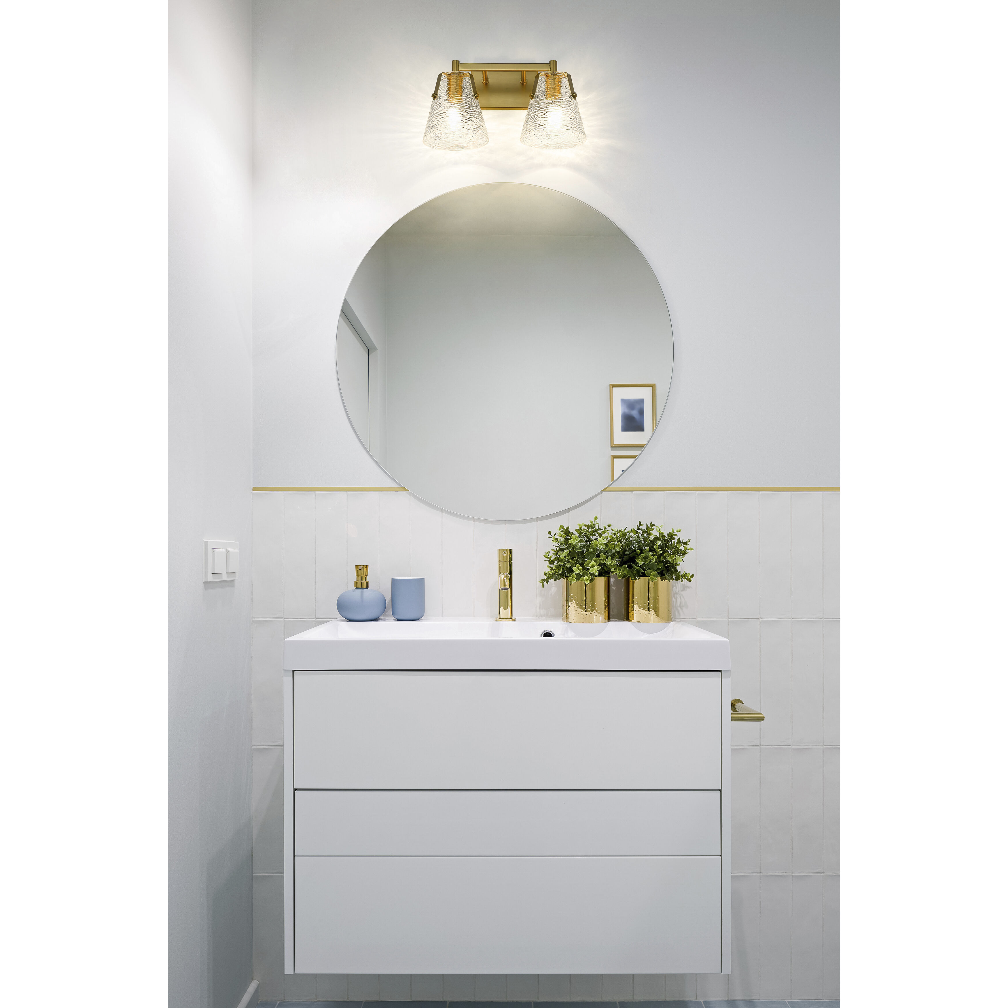 Analia 2 Light 16.5 inch Modern Gold Vanity Wall Light