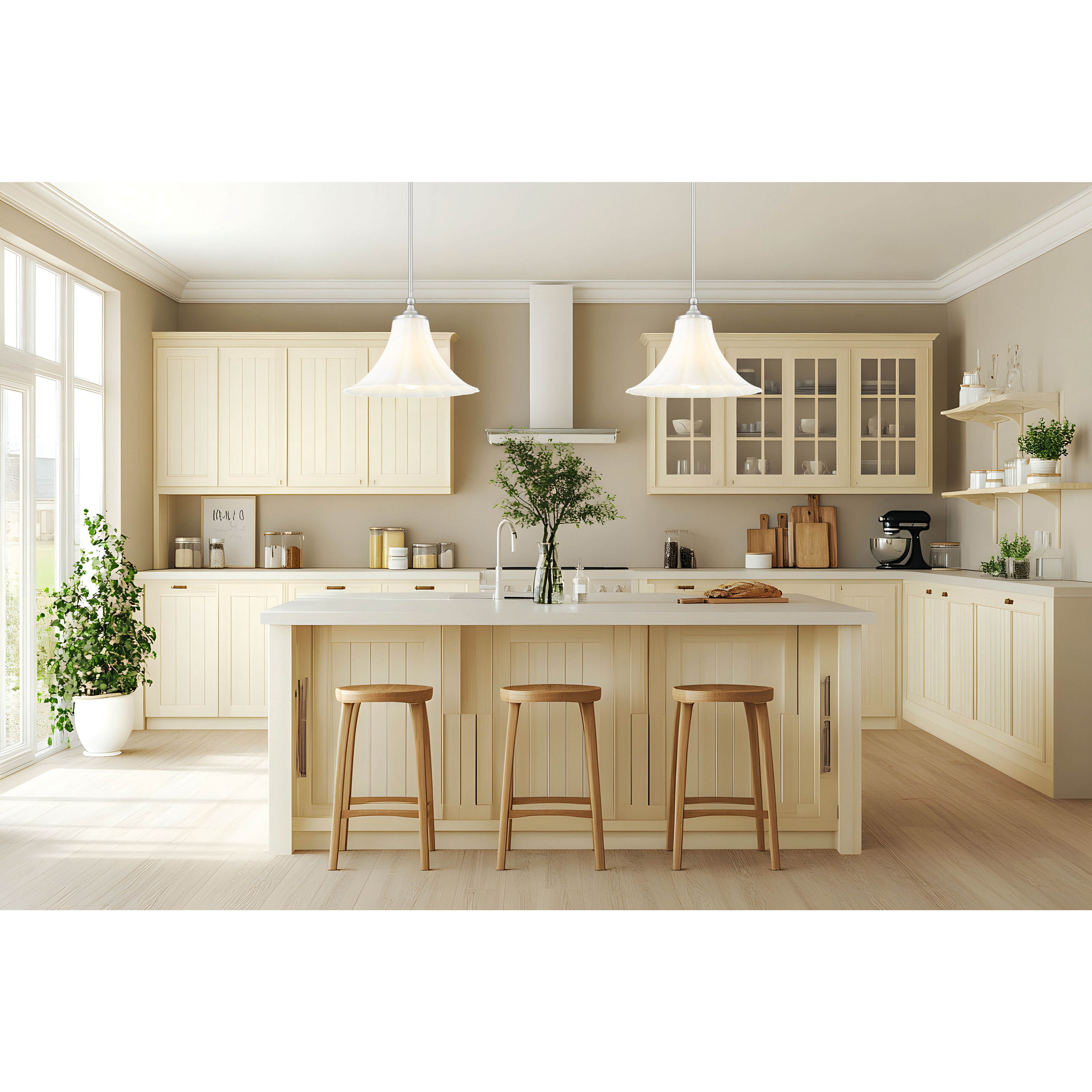 Fleur 1 Light 16 inch Brushed Nickel Pendant Ceiling Light