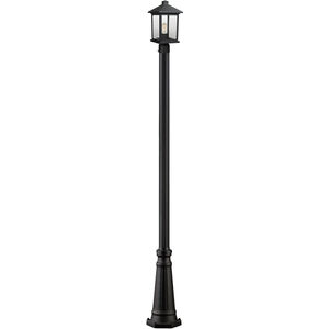 Portland 1 Light 110 inch Black Outdoor Post Mounted Fixture in Clear Beveled Glass, 12.14