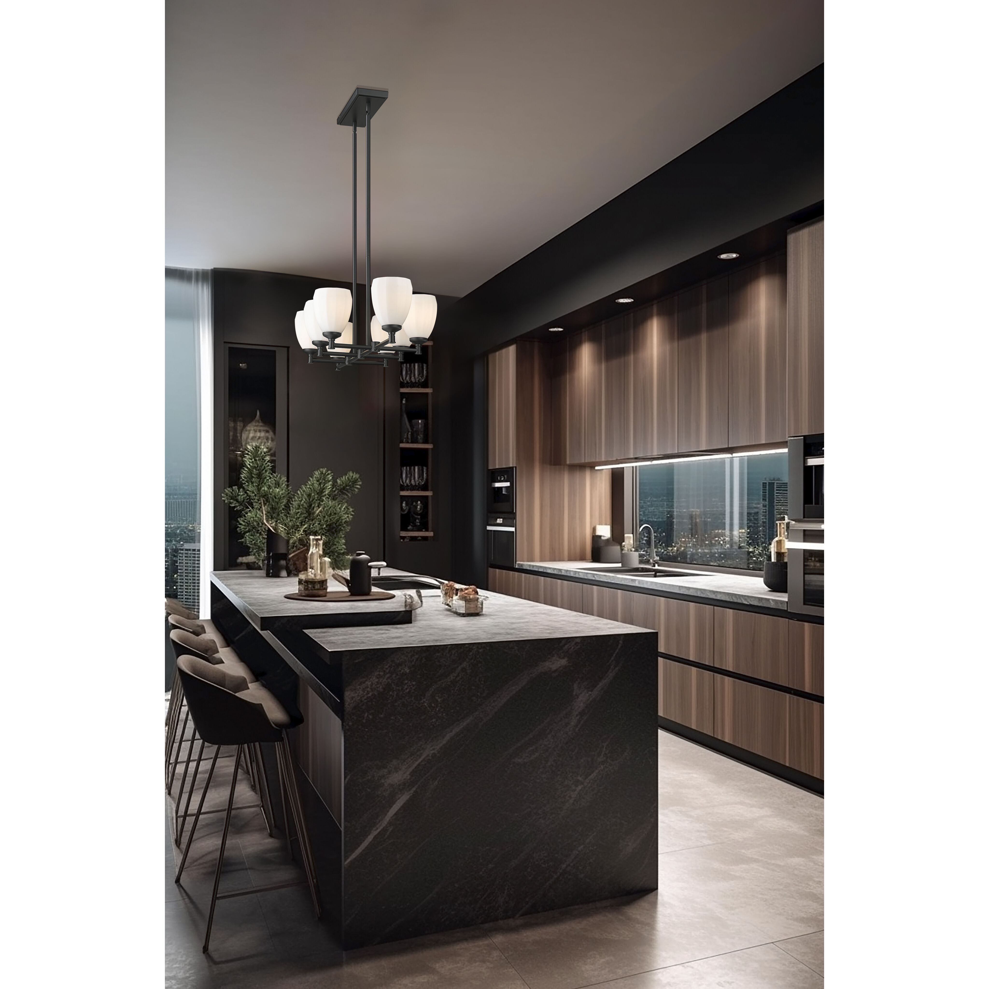 Oren Linear Chandelier Ceiling Light in Matte Black