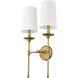 Emily 2 Light 13.75 inch Rubbed Brass Wall Sconce Wall Light