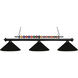 Shark 3 Light 60 inch Matte Black Billiard Ceiling Light in Matte Black Steel