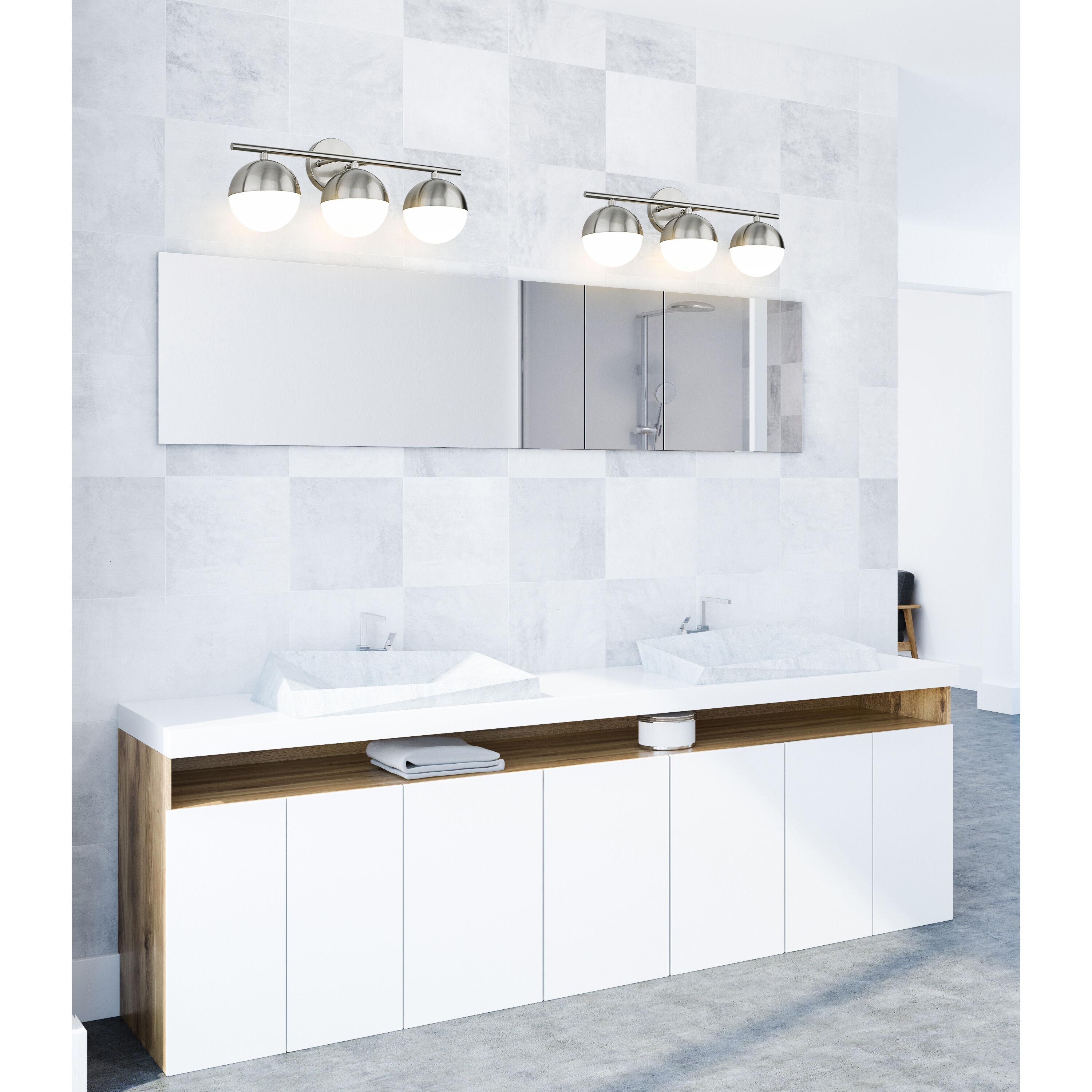 Realm Sphere 3 Light 24 inch Brushed Nickel Bath Vanity Wall Light