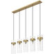 Fontaine 5 Light 44.25 inch Rubbed Brass Linear Chandelier Ceiling Light