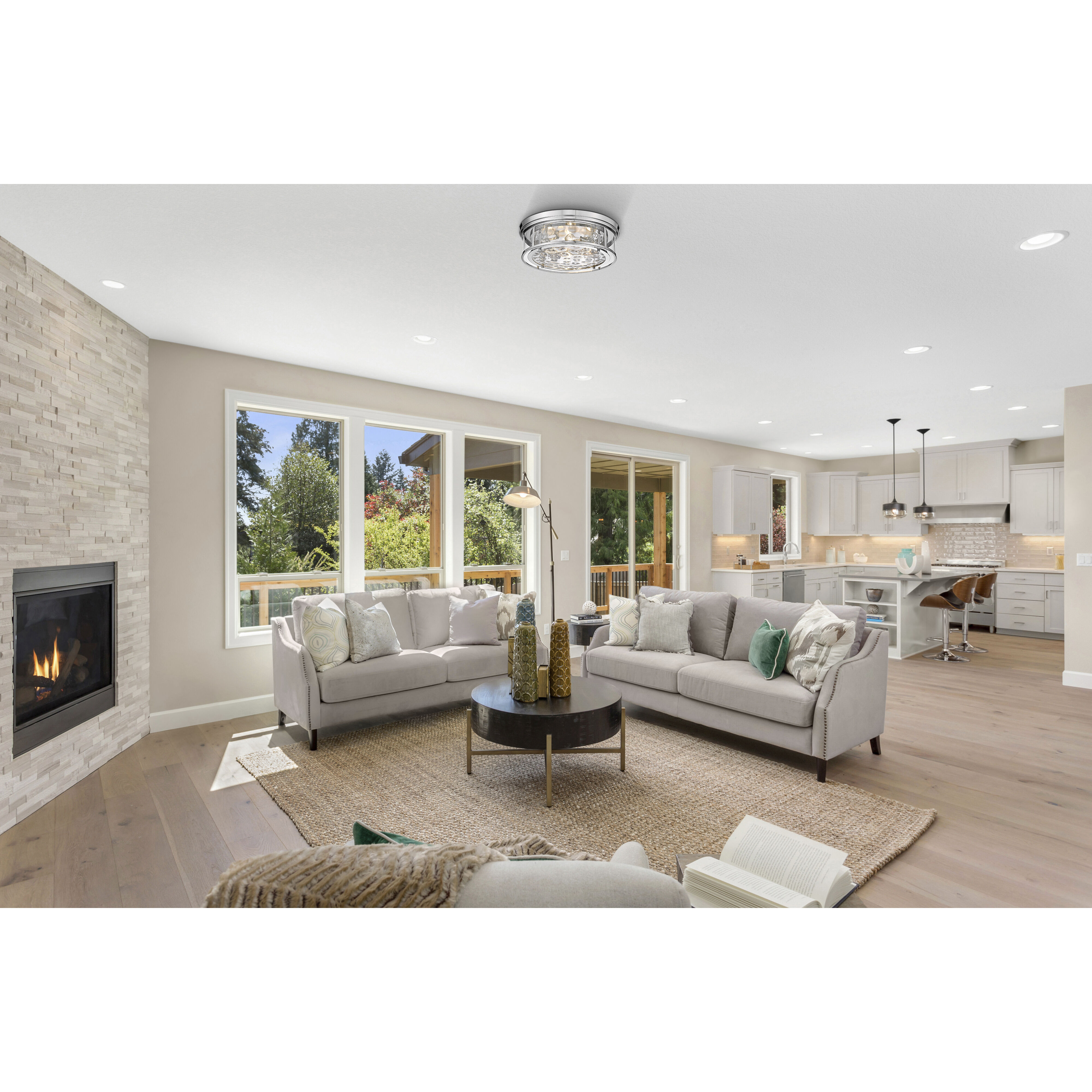 Clarion 4 Light 20.75 inch Polished Nickel Flush Mount Ceiling Light