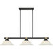 Bronte 3 Light 54.75 inch Matte Black and Rubbed Brass Billiard Light Ceiling Light in White Mottle Glass