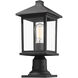 Portland 1 Light 18 inch Black Outdoor Pier Mounted Fixture in Clear Beveled Glass, 6.34