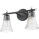 Belle 2 Light 16 inch Matte Black Bath Vanity Light Wall Light
