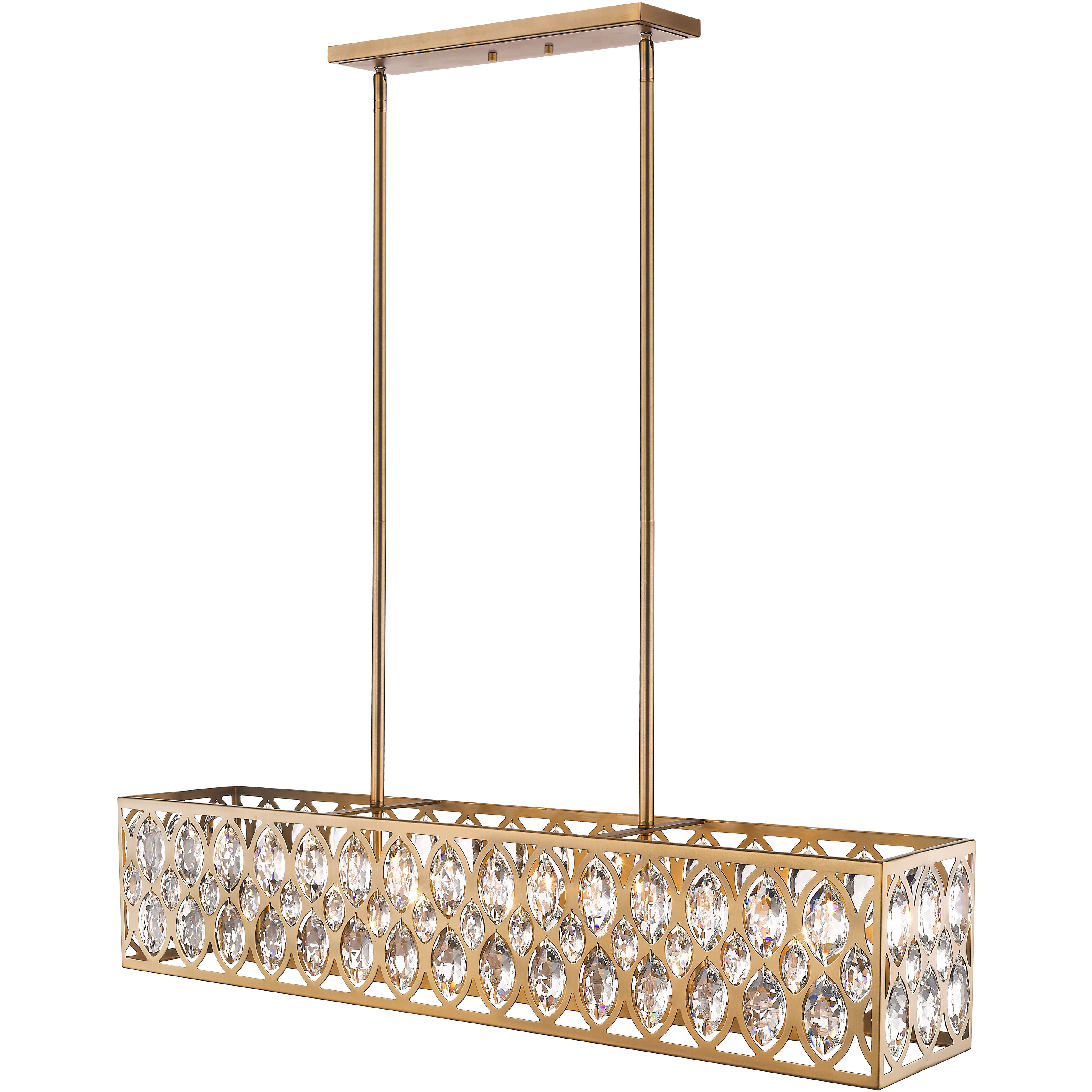 Dealey 7 Light 43.5 inch Heirloom Brass Linear Chandelier Ceiling Light