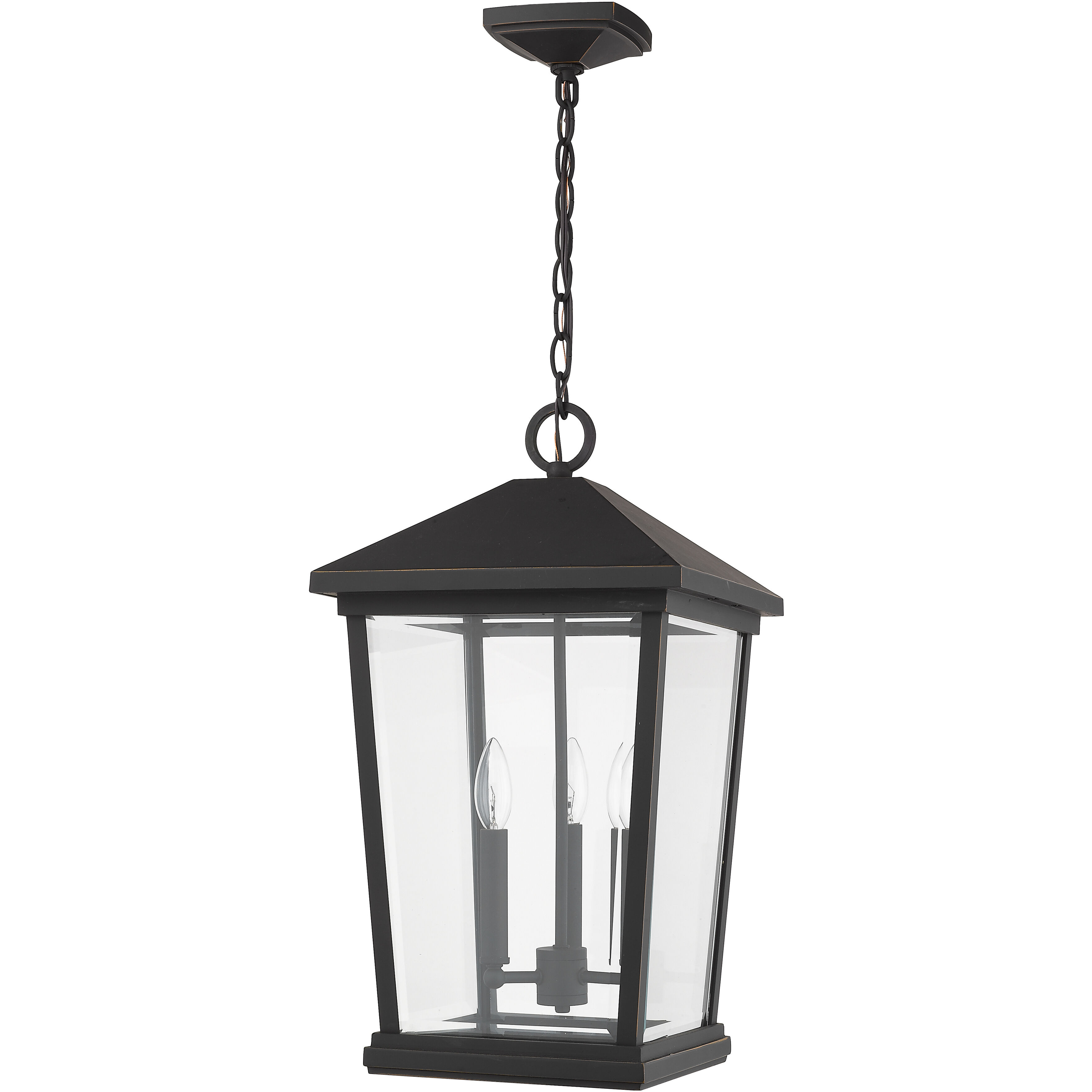 Beacon 3 Light 12 inch Oil Rubbed Bronze Outdoor Chain Mount Ceiling Fixture