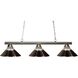 Sharp Shooter 3 Light 48 inch Brushed Nickel Billiard Ceiling Light in 9, Clear Ribbed and Brushed Nickel Glass and Steel