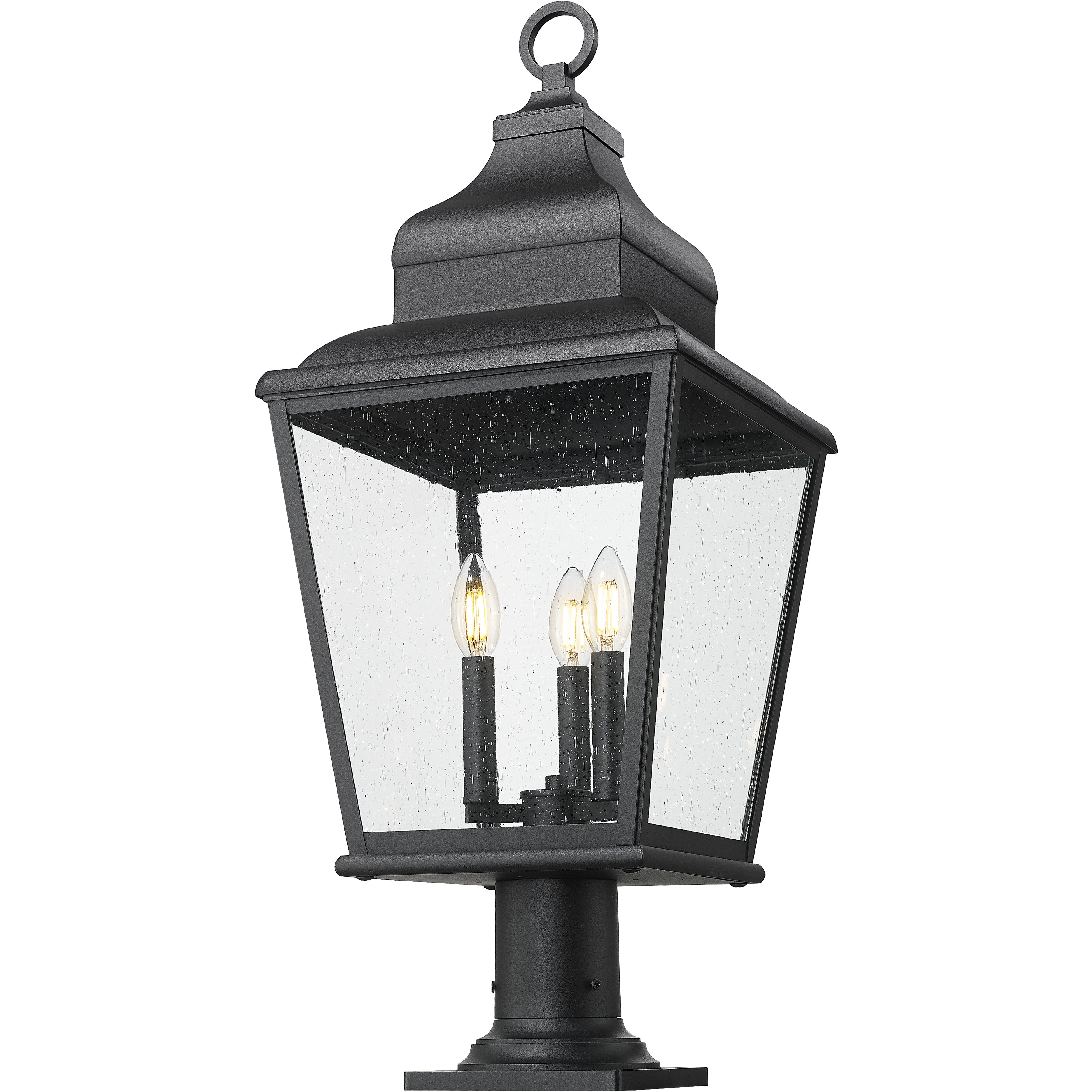 Raphael 3 Light 30 inch Sand Black Outdoor Pier Mounted Fixture in Soft Sand Black