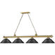 Cordon 4 Light 81.75 inch Rubbed Brass Billiard Ceiling Light in Matte Black Steel