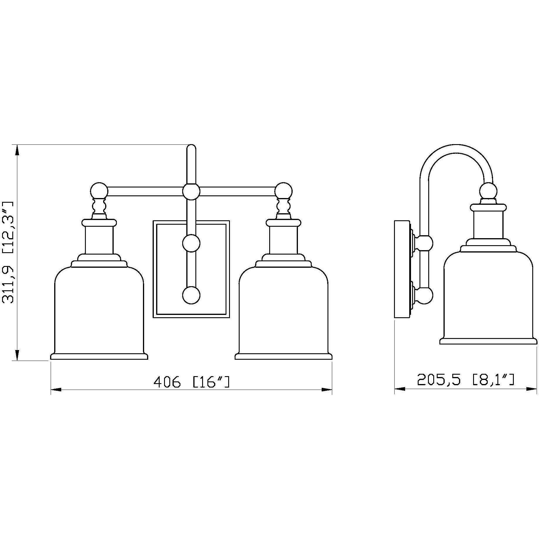 Bryant 2 Light 16 inch Brushed Nickel Vanity Wall Light