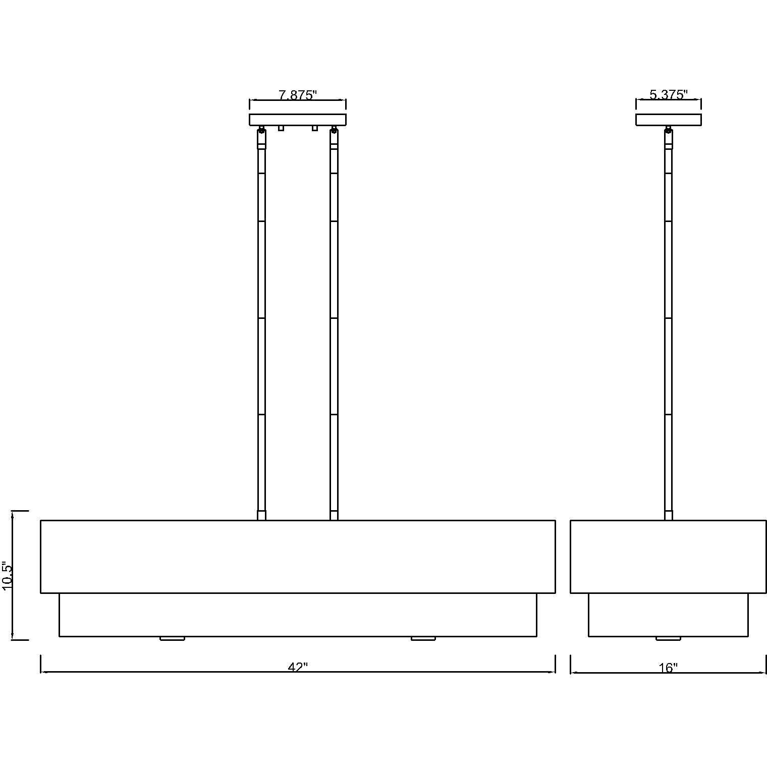 Counterpoint 5 Light 42 inch Modern Gold Linear Chandelier Ceiling Light