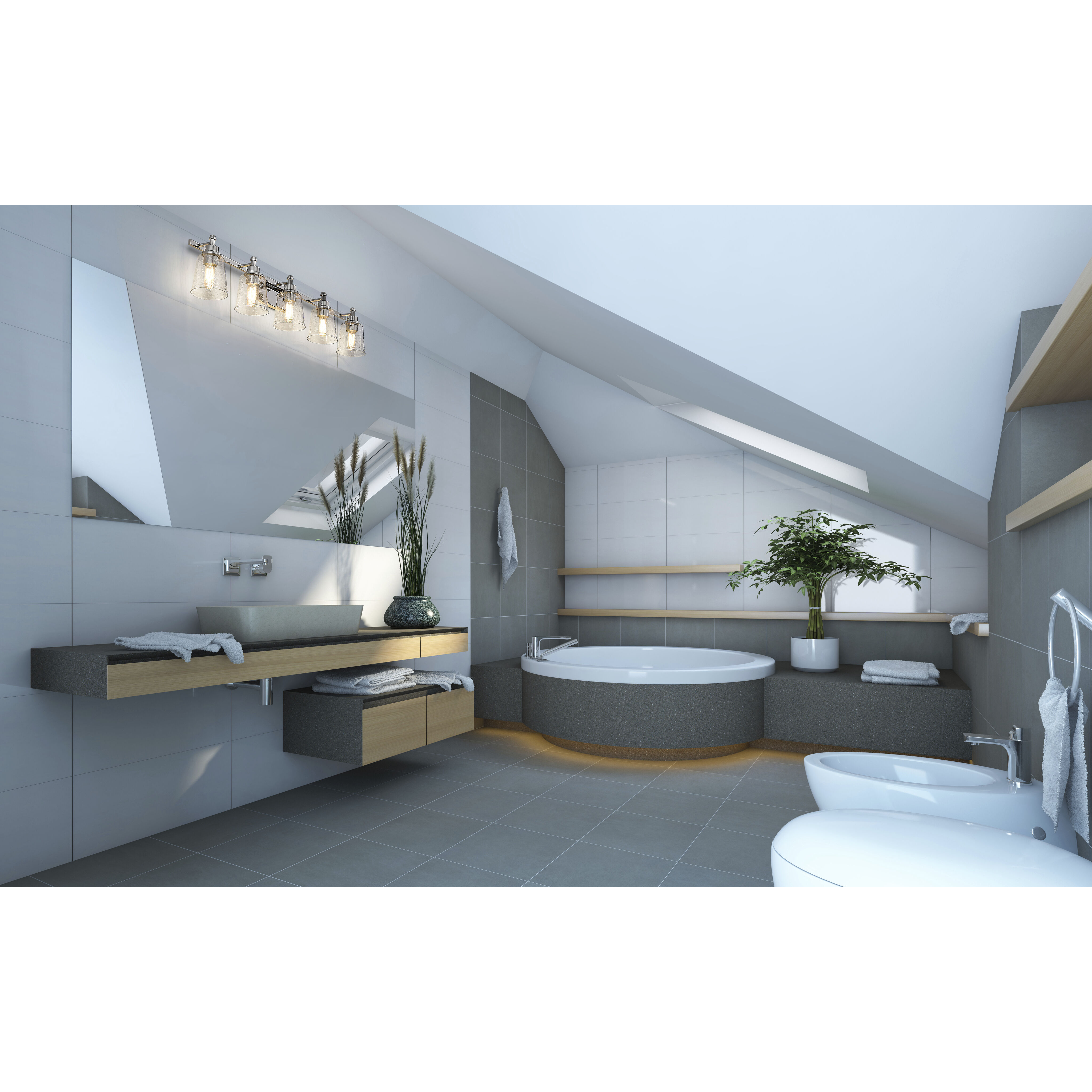 Bohin 5 Light 41.25 inch Chrome Vanity Wall Light