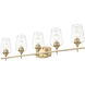 Joliet 5 Light 38.25 inch Burnished Brass Bathroom Vanity Wall Light