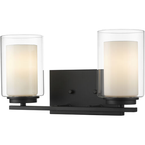 Willow 2 Light 15 inch Matte Black Vanity Wall Light