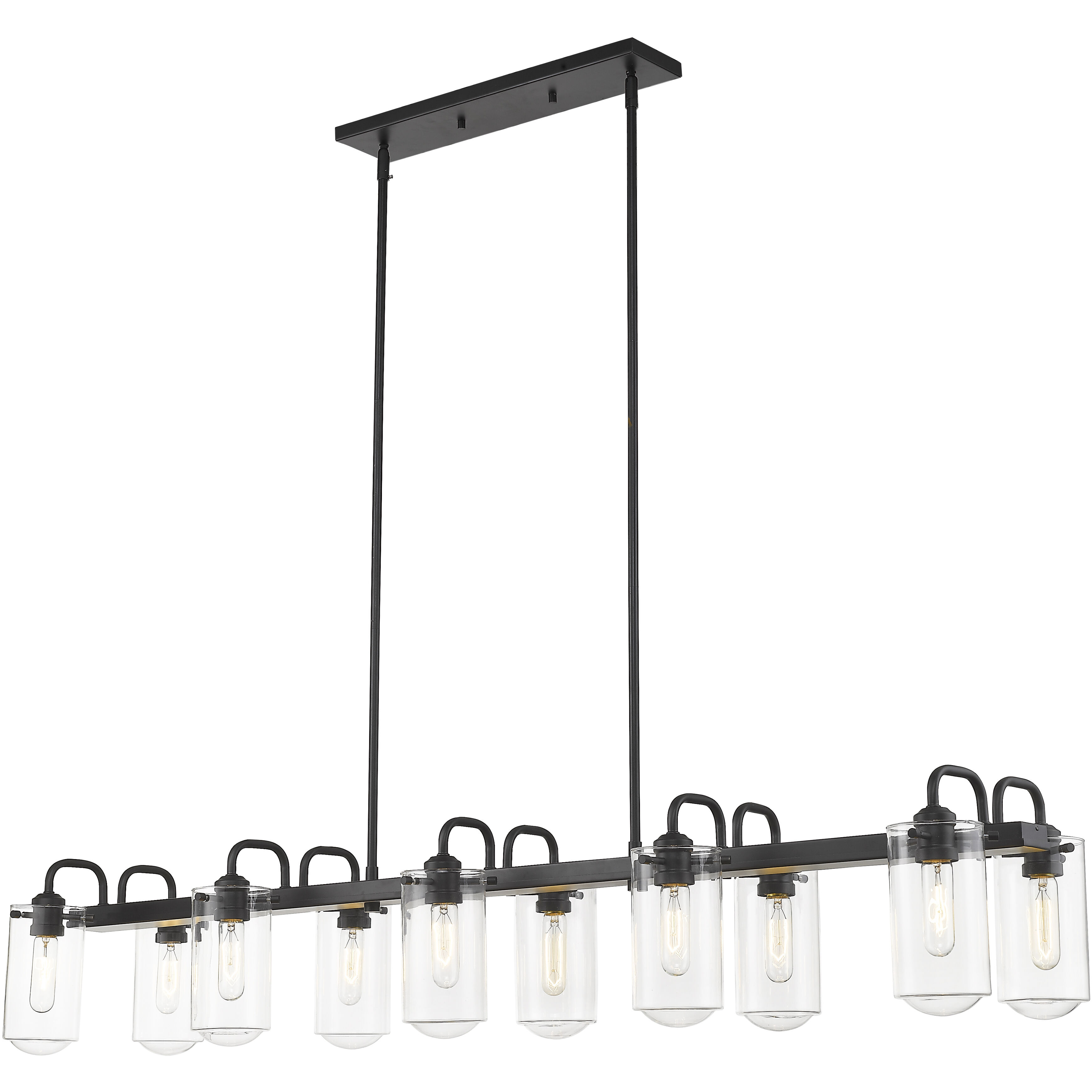 Delaney 10 Light 56 inch Matte Black Linear Chandelier Ceiling Light