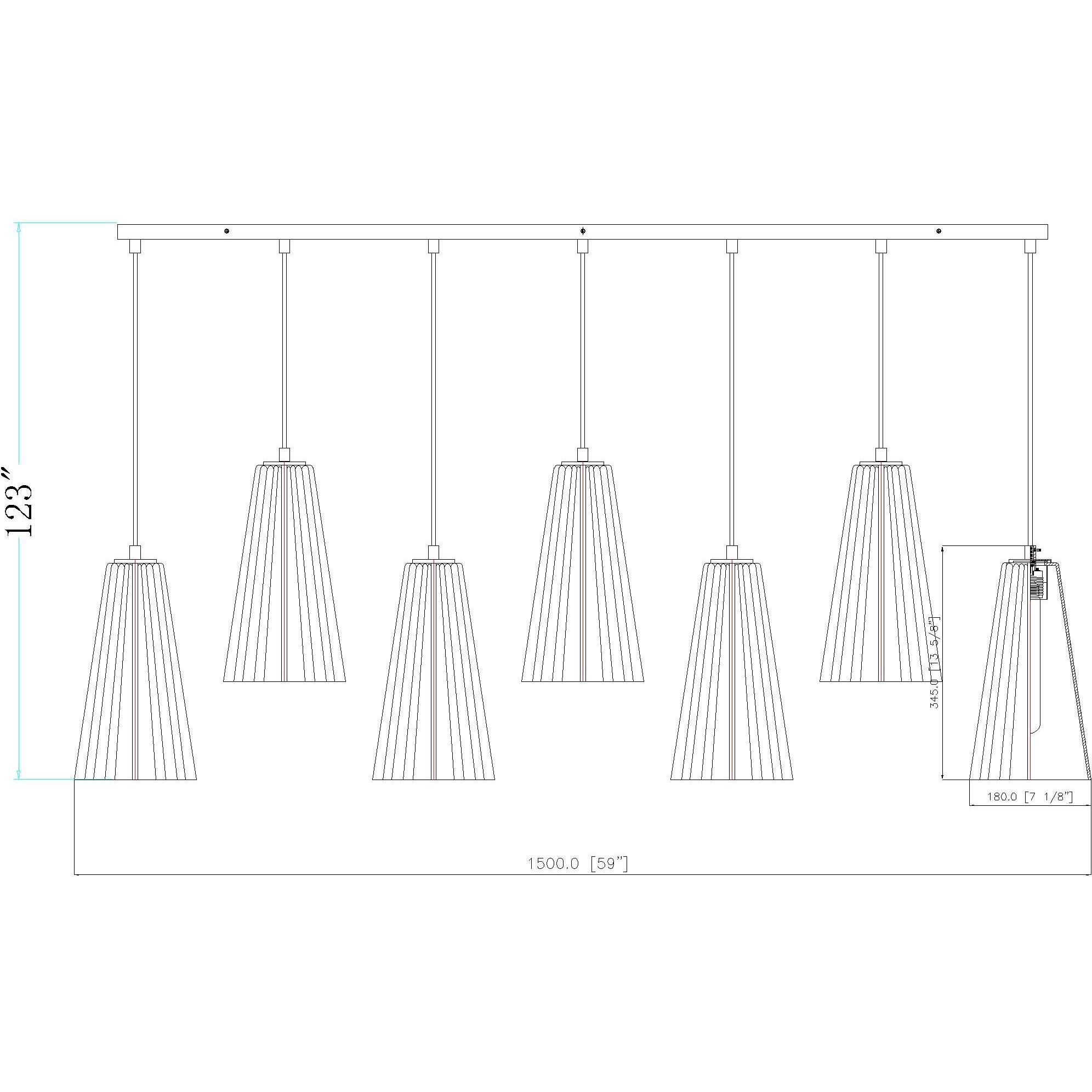 Farrell 7 Light 54 inch Matte Black Linear Chandelier Ceiling Light