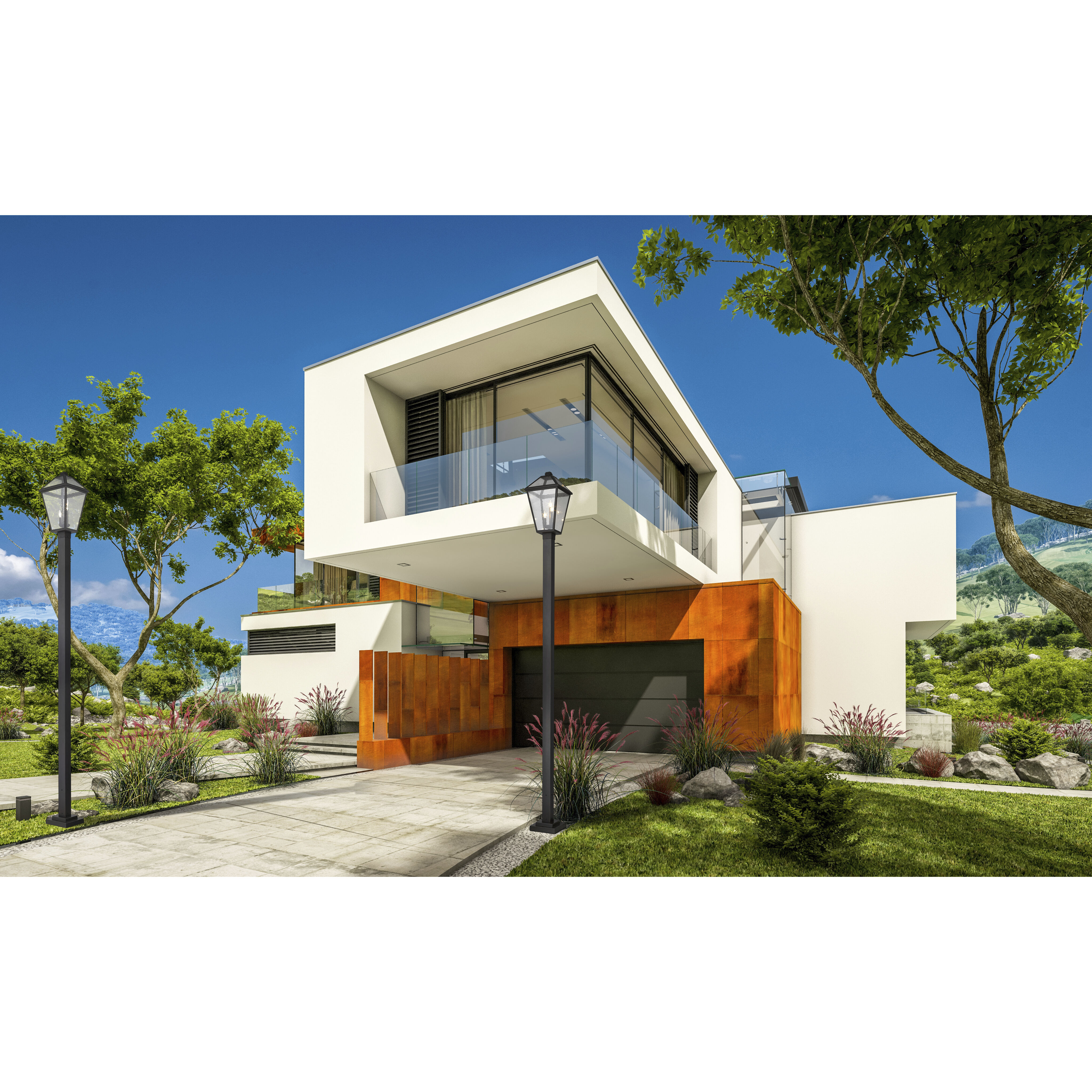 Talbot 3 Light 117.25 inch Oil Rubbed Bronze Outdoor Post Mounted Fixture in Seedy Glass